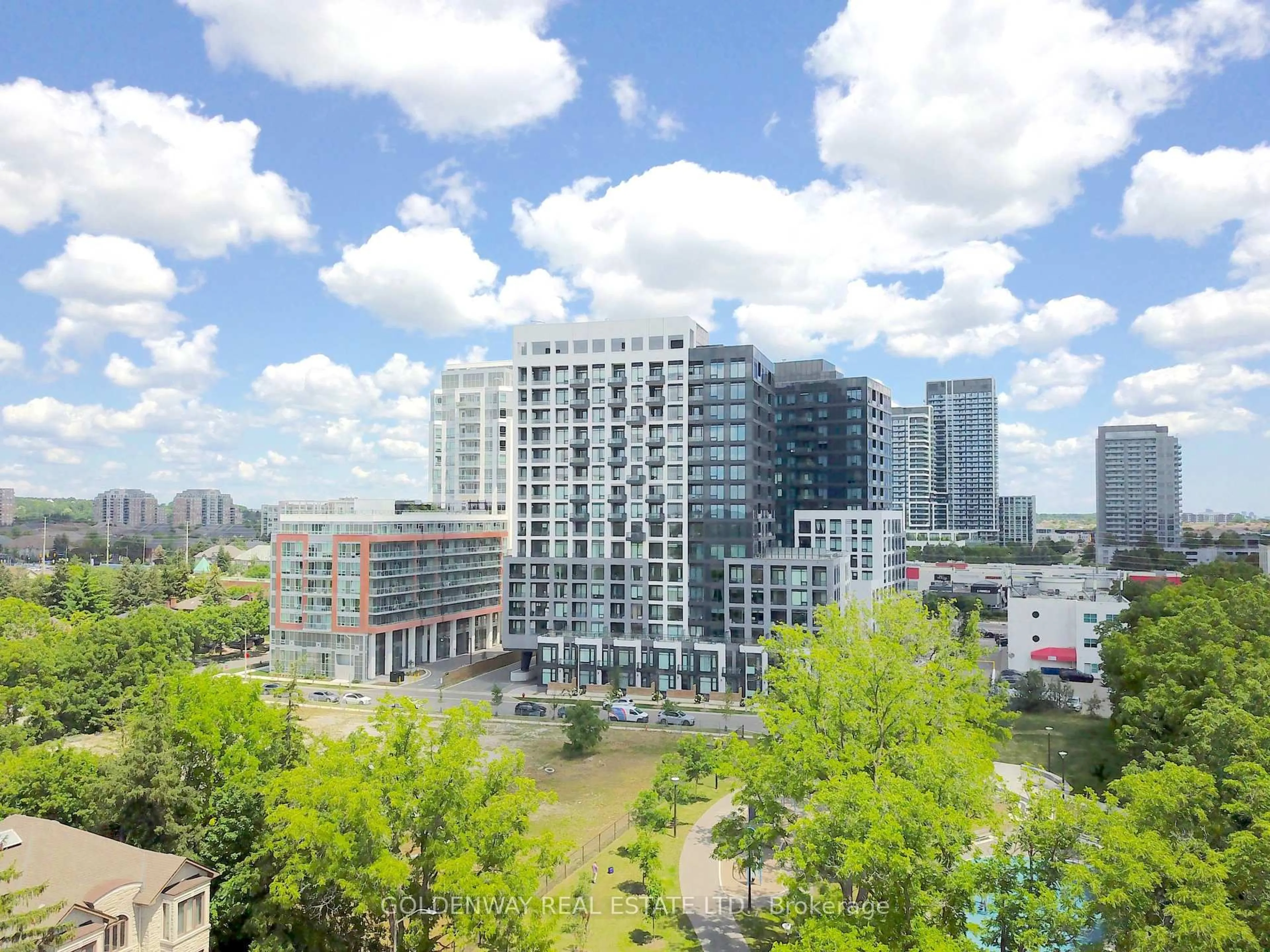 A pic from outside/outdoor area/front of a property/back of a property/a pic from drone, city buildings view from balcony for 3 Rosewater St #601W, Richmond Hill Ontario L4C 5T6