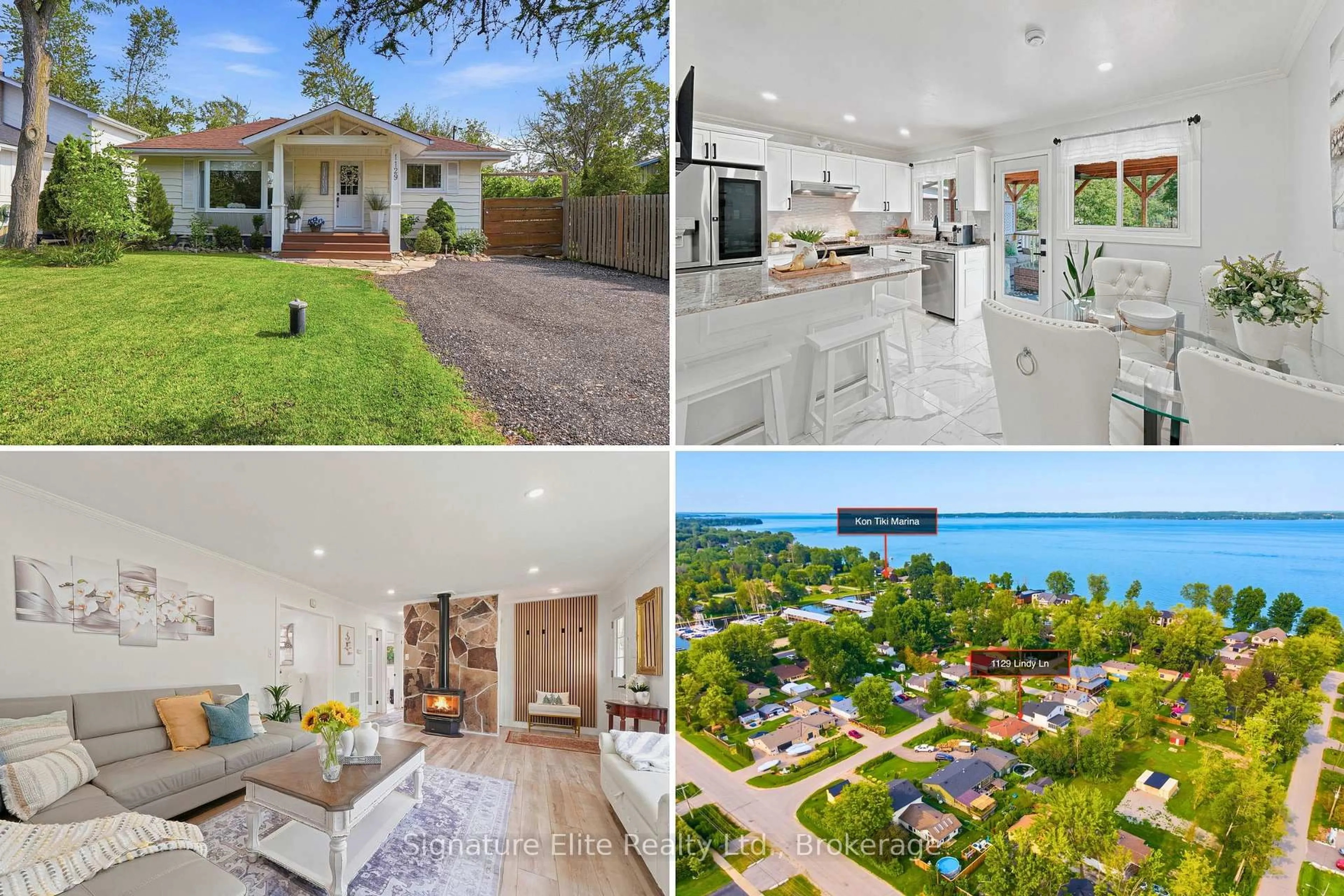 A pic from outside/outdoor area/front of a property/back of a property/a pic from drone, water/lake/river/ocean view for 1129 Lindy Lane, Innisfil Ontario L0L 1R0