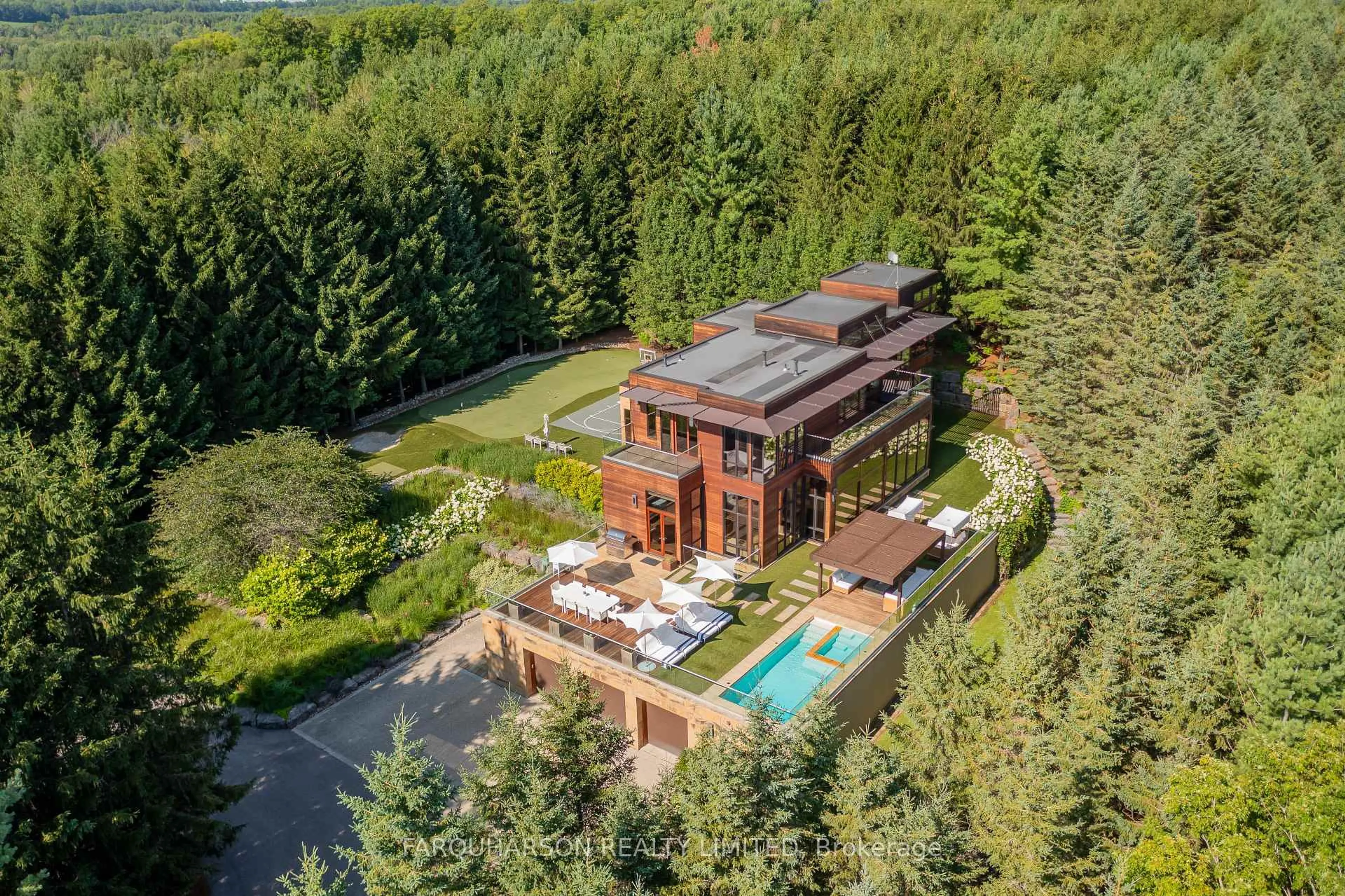 A pic from outside/outdoor area/front of a property/back of a property/a pic from drone, forest/trees view for 2501 Concession 3 Rd, Uxbridge Ontario L0C 1A0