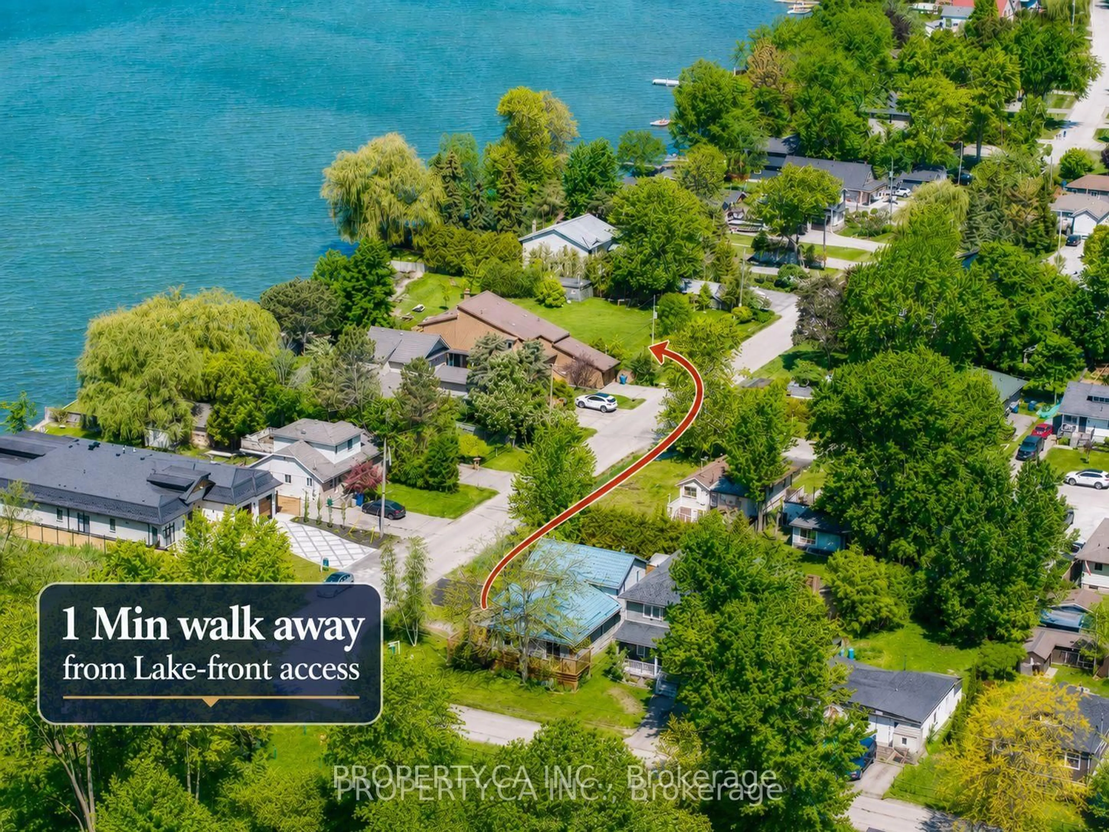 A pic from outside/outdoor area/front of a property/back of a property/a pic from drone, water/lake/river/ocean view for 131 Cook's Bay Dr, Georgina Ontario L4P 1M8