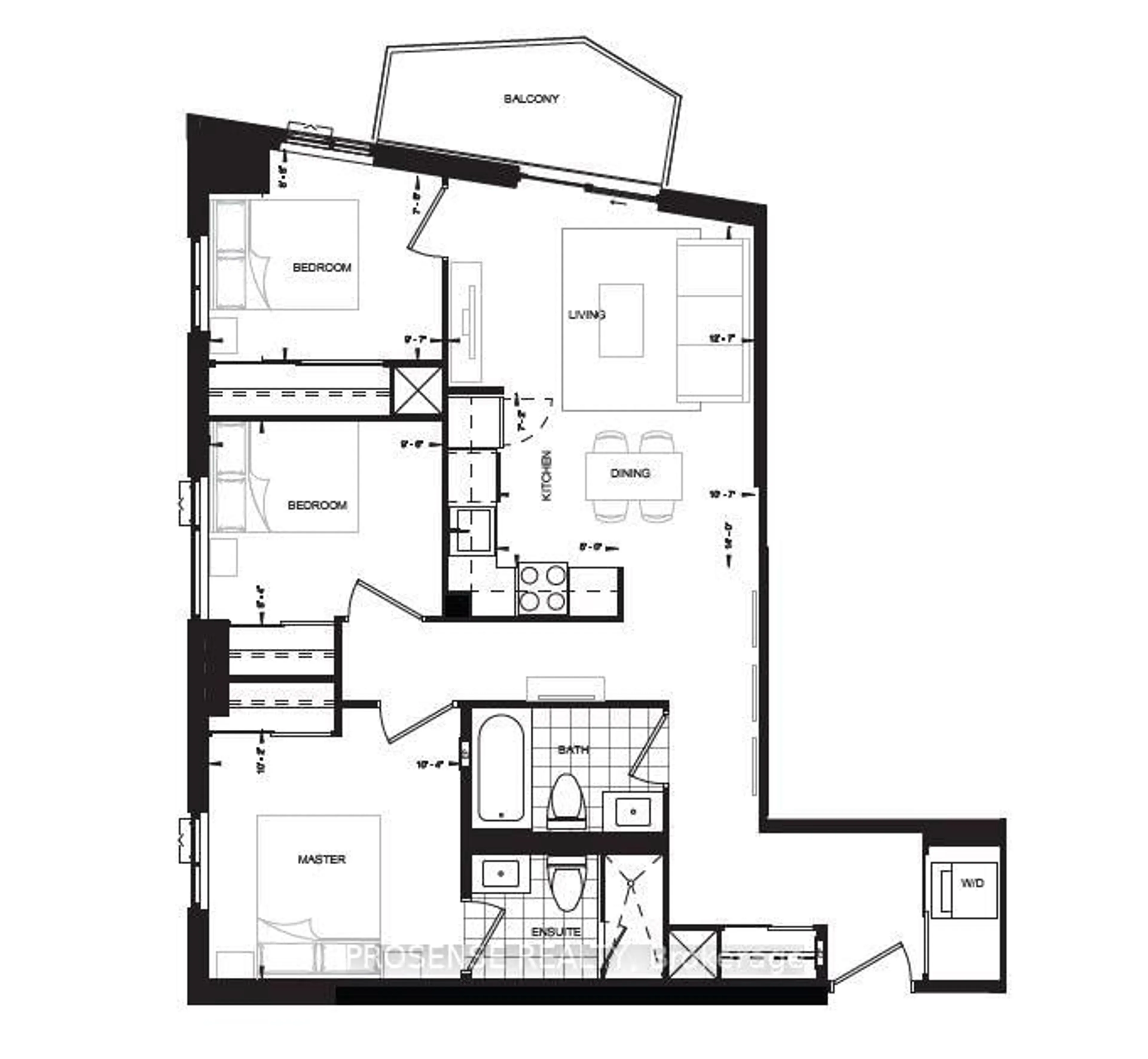 Floor plan for 10 Abeja St #2413, Vaughan Ontario L4K 0R4