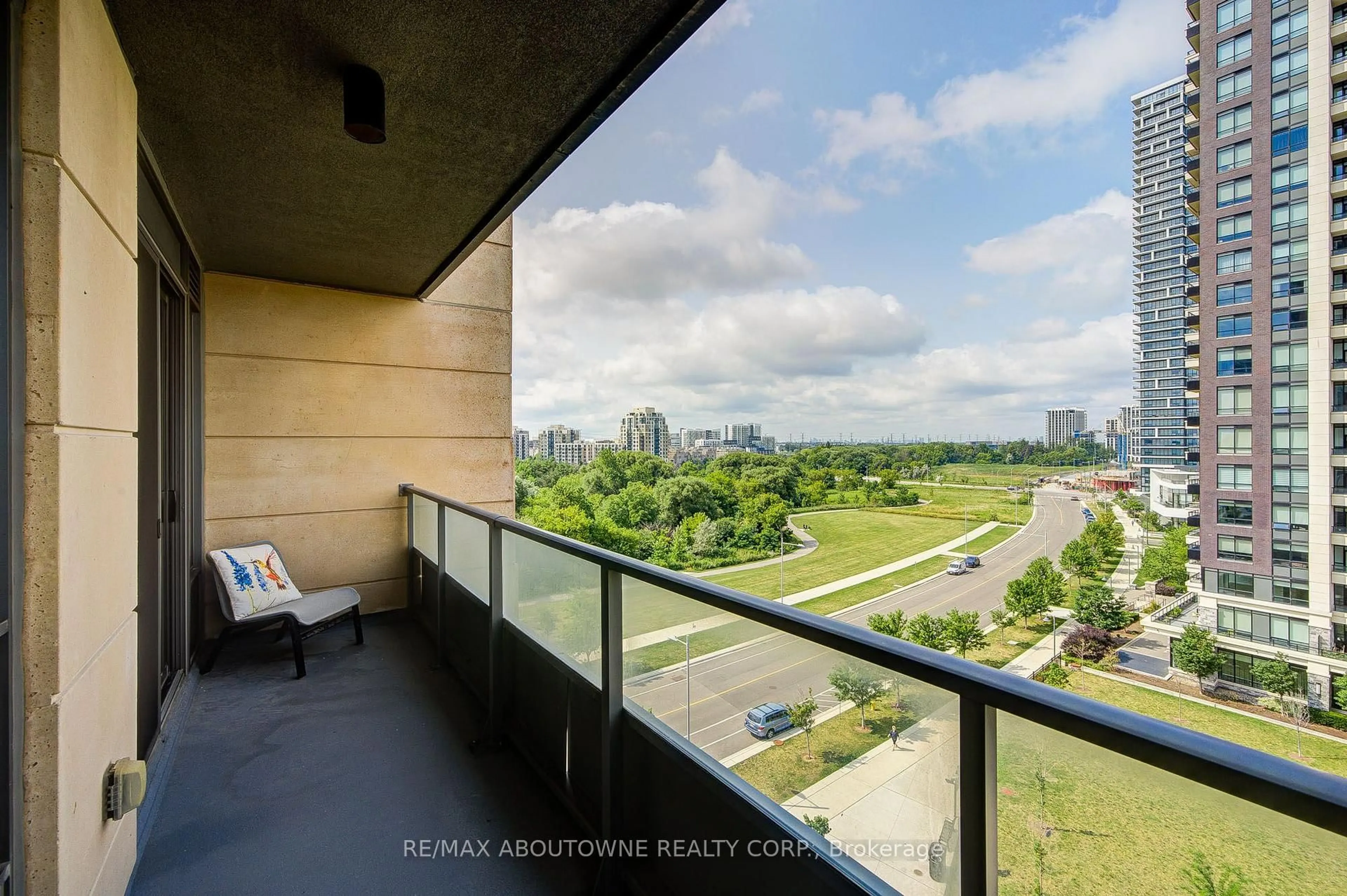Balcony in the apartment, city buildings view from balcony for 18 Uptown Dr #921, Markham Ontario L3R 5M5