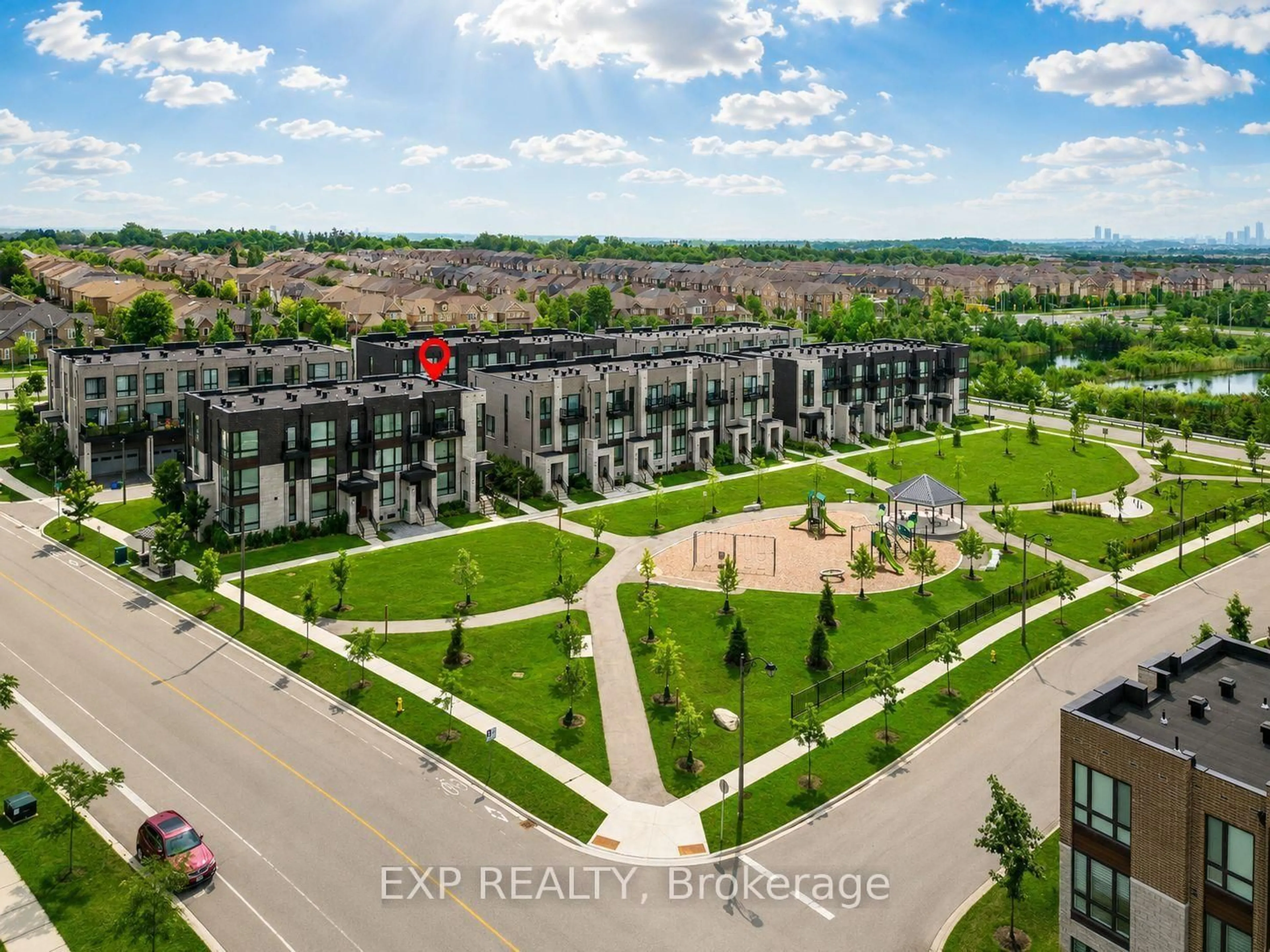 A pic from outside/outdoor area/front of a property/back of a property/a pic from drone, city buildings view from balcony for 8 Hammersmith Lane, Markham Ontario L6C 0Z5