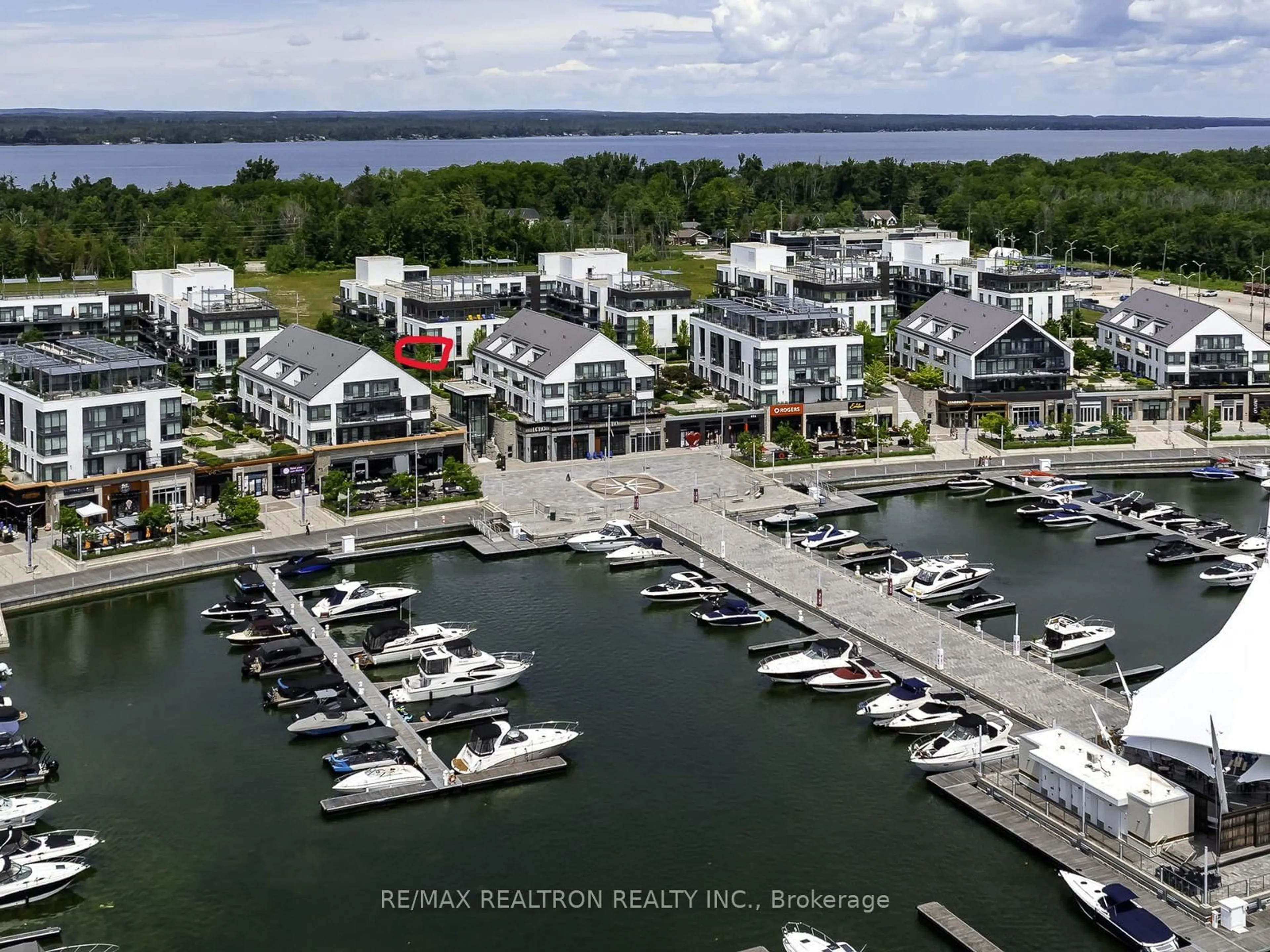 A pic from outside/outdoor area/front of a property/back of a property/a pic from drone, water/lake/river/ocean view for 271 Sea Ray Ave #B208, Innisfil Ontario L9S 0J4
