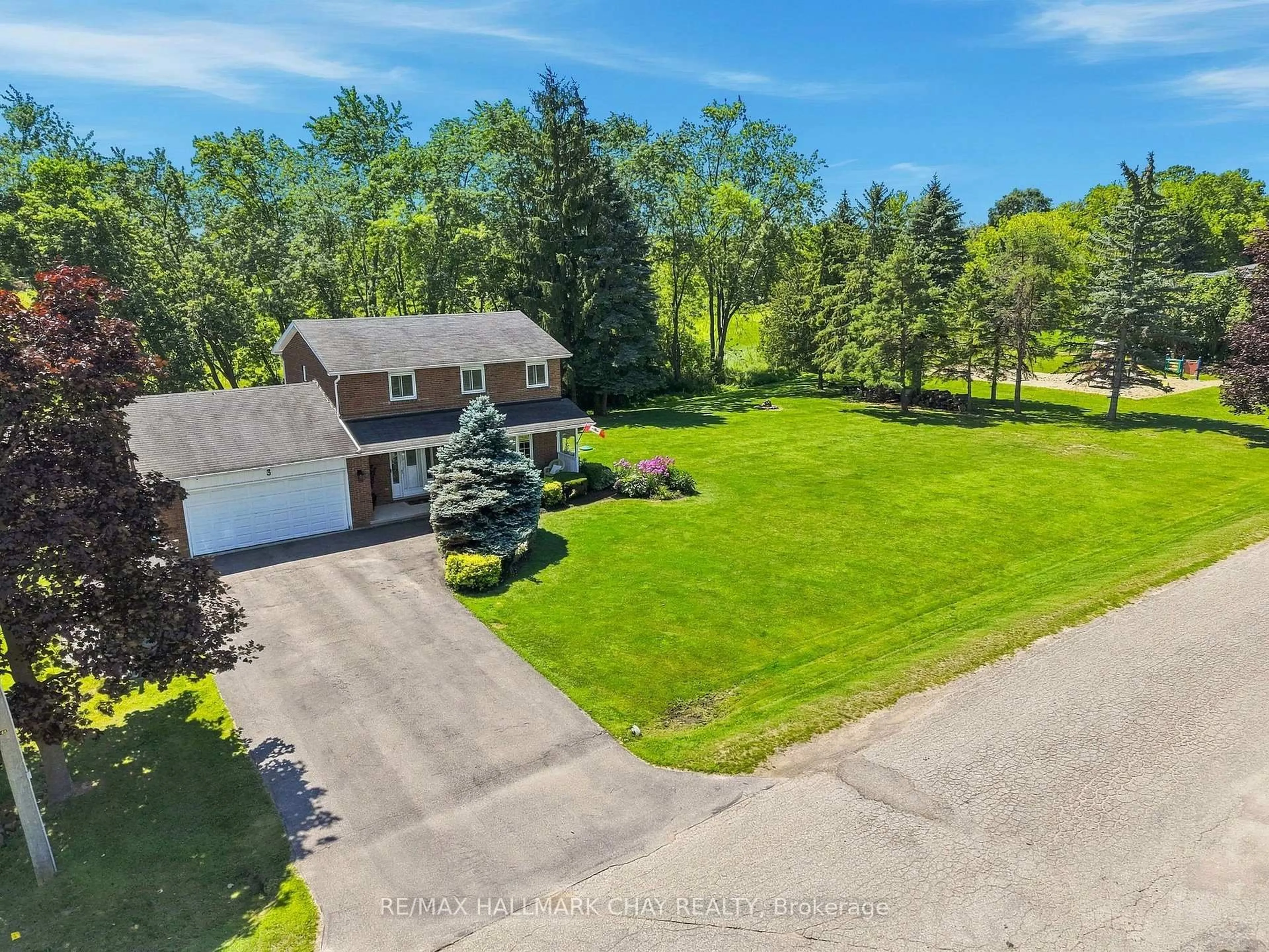 A pic from outside/outdoor area/front of a property/back of a property/a pic from drone, water/lake/river/ocean view for 3 John St, Adjala-Tosorontio Ontario L0G 1L0