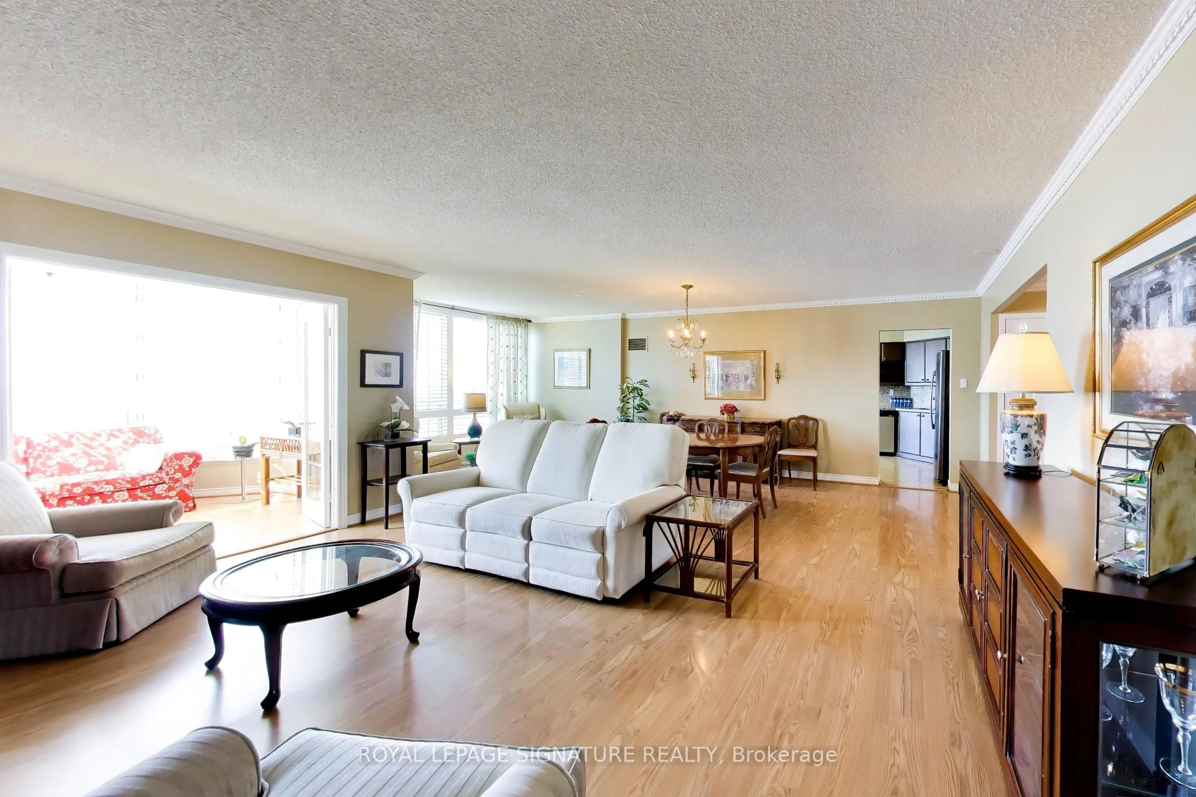 Living room with furniture, wood/laminate floor for 1 Clark Ave #1802, Vaughan Ontario L4J 7Y6