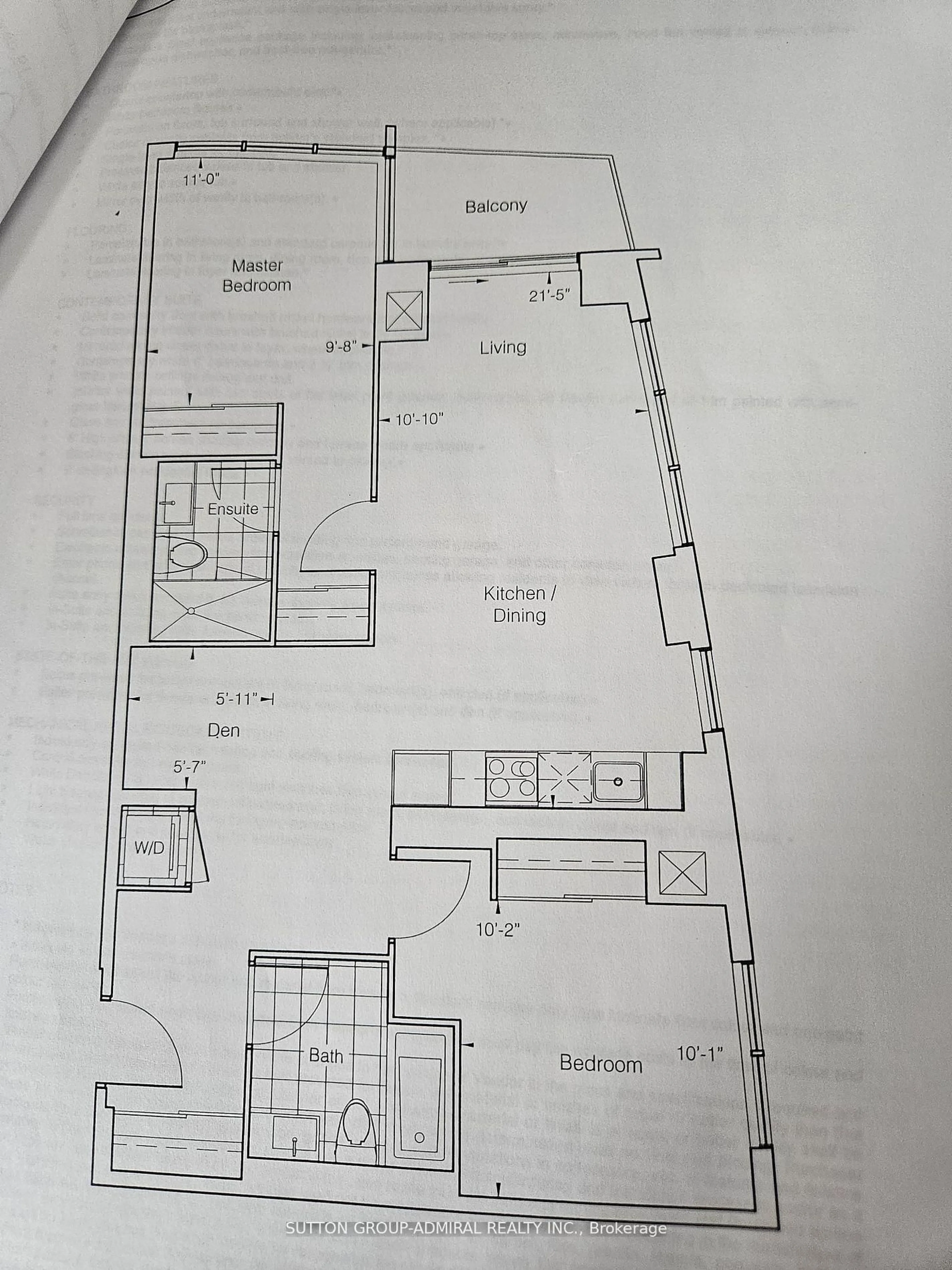 Floor plan for 30 Upper Mall Way #A1505, Vaughan Ontario L4J 0L7