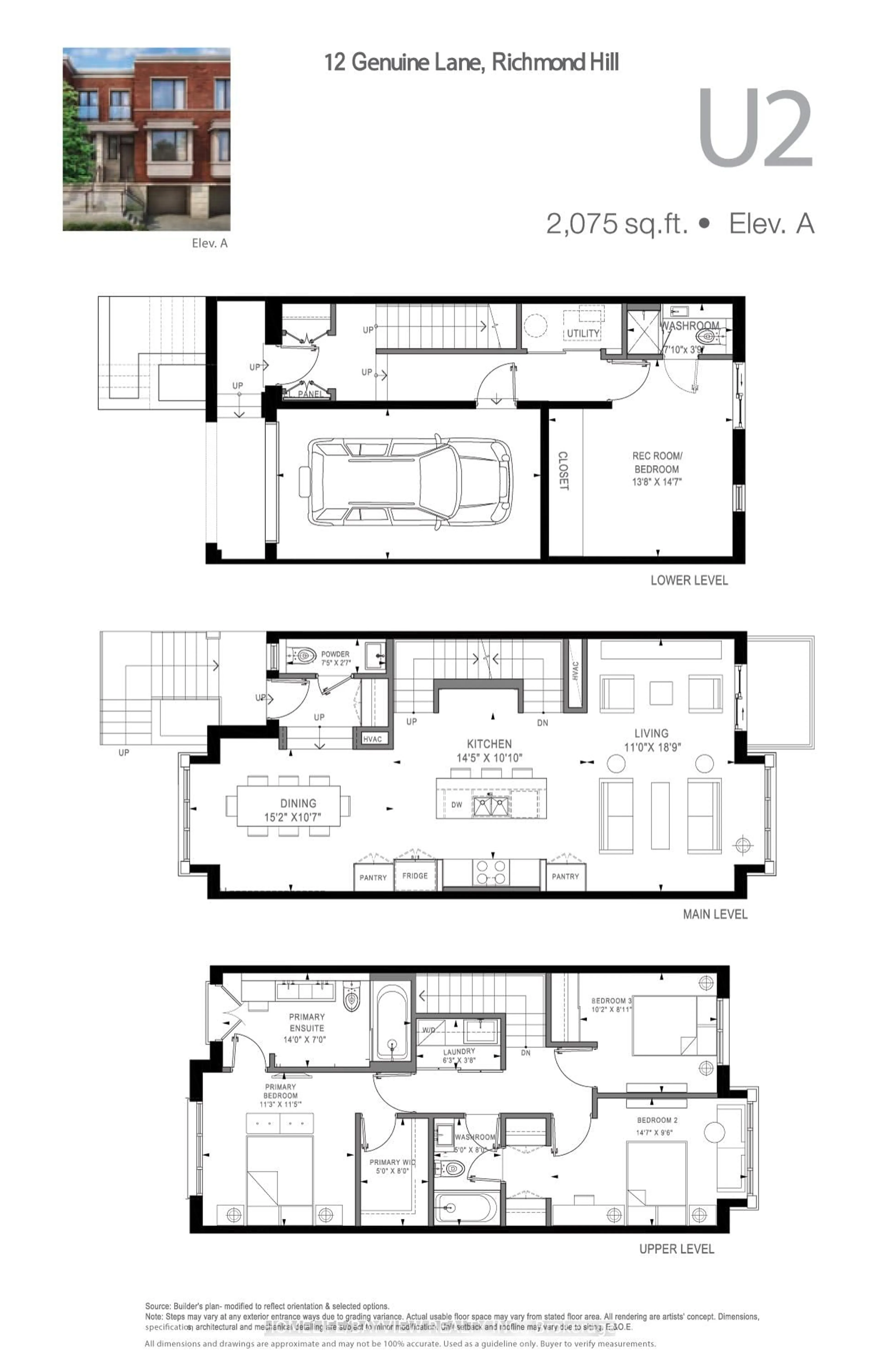 Floor plan for 12 Genuine Lane, Richmond Hill Ontario L4B 0E5