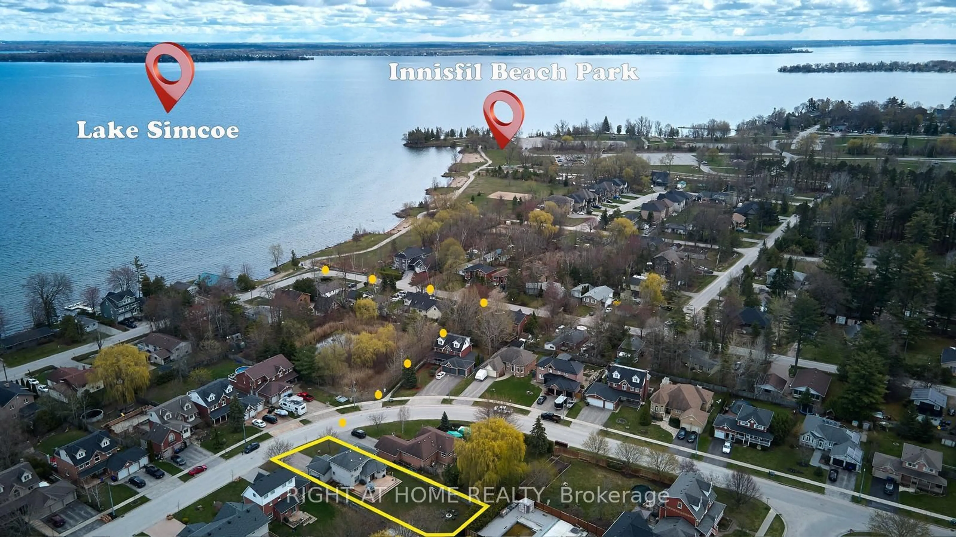 A pic from outside/outdoor area/front of a property/back of a property/a pic from drone, water/lake/river/ocean view for 2266 Taylorwoods Blvd, Innisfil Ontario L9S 2E6