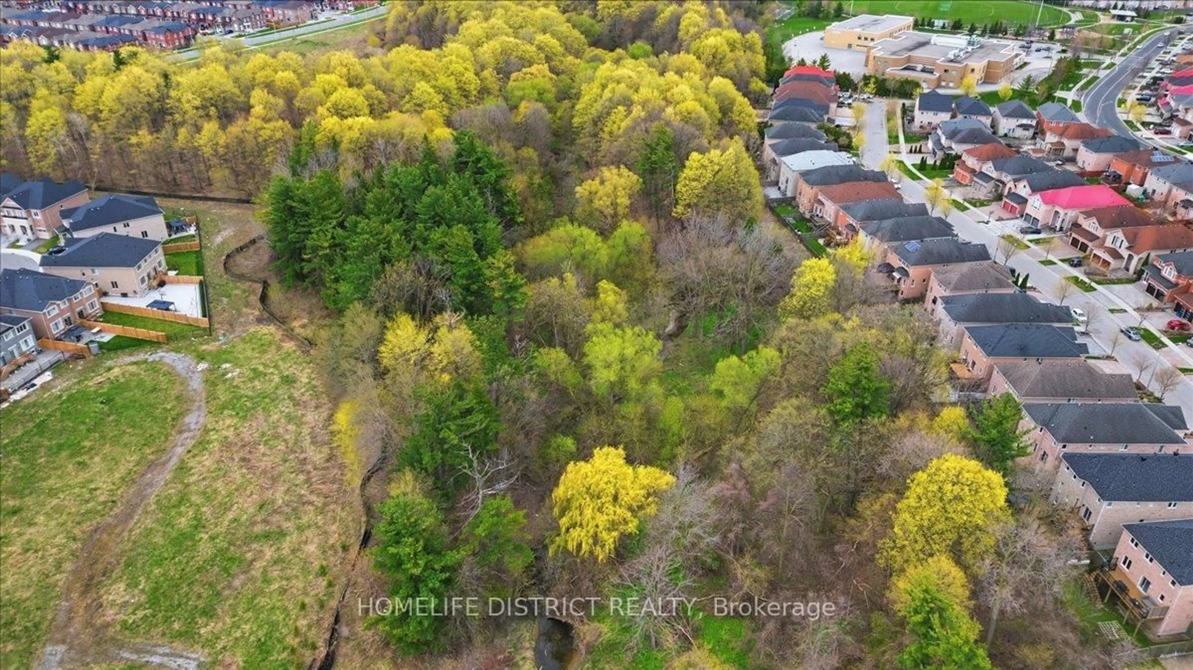 A pic from outside/outdoor area/front of a property/back of a property/a pic from drone, forest/trees view for 43 Bethany St, Markham Ontario L3S 4T9