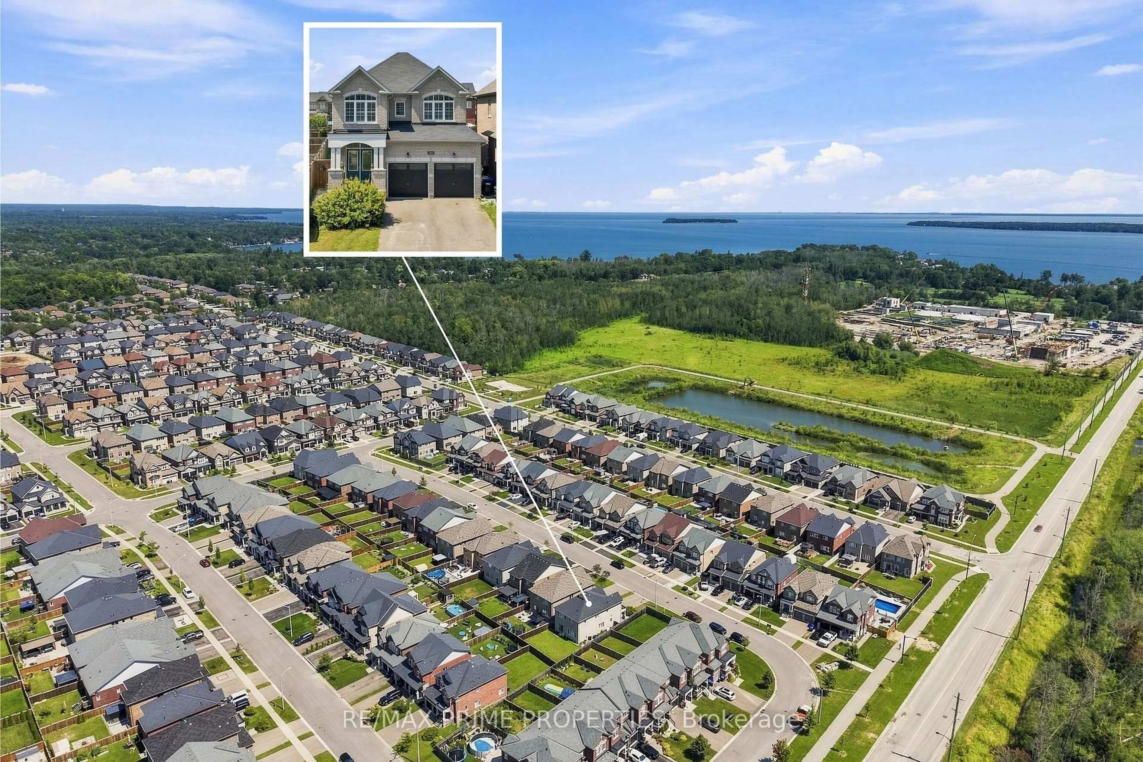 A pic from outside/outdoor area/front of a property/back of a property/a pic from drone, water/lake/river/ocean view for 1469 Farrow Cres, Innisfil Ontario L9S 0L6