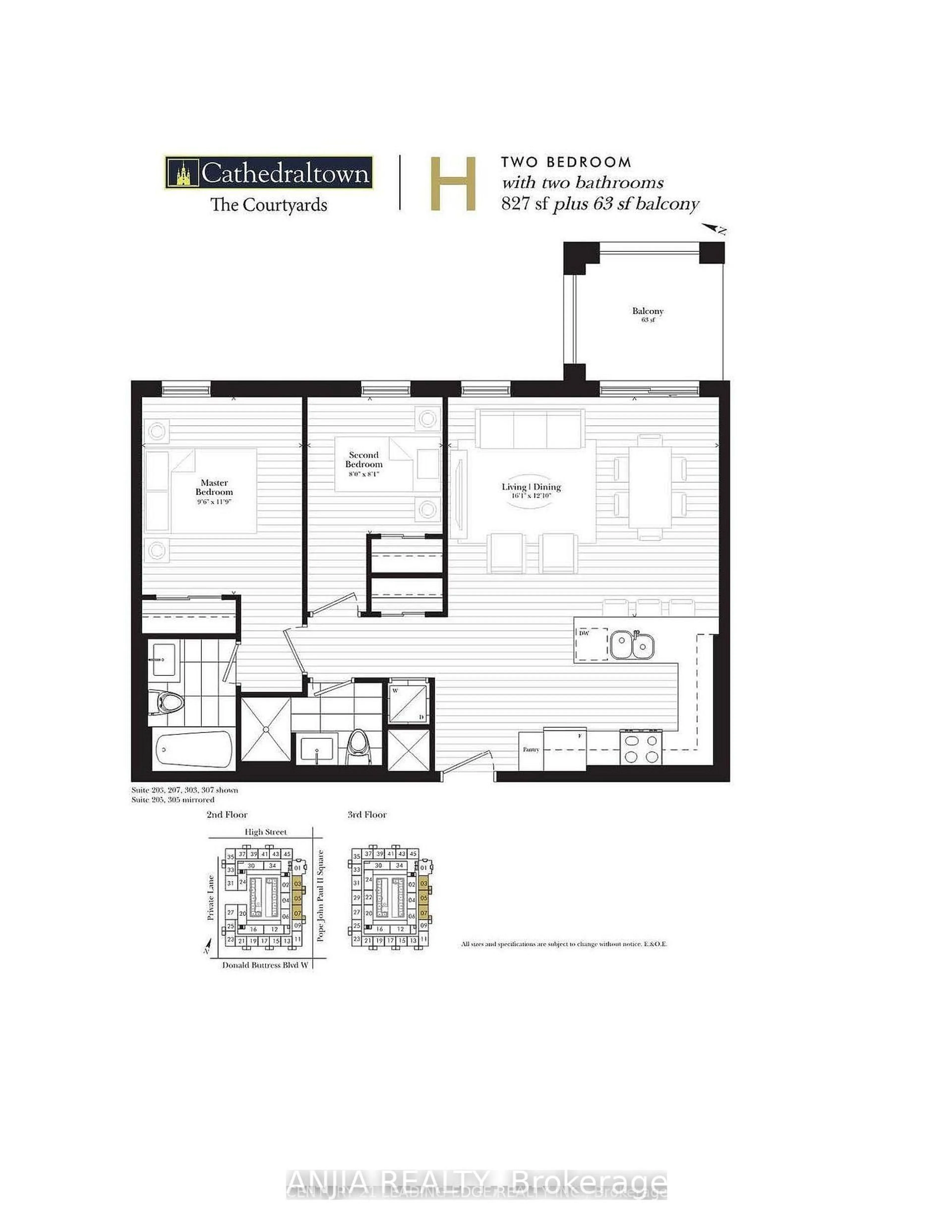 Floor plan for 101 Cathedral High St #303, Markham Ontario L6C 0P1