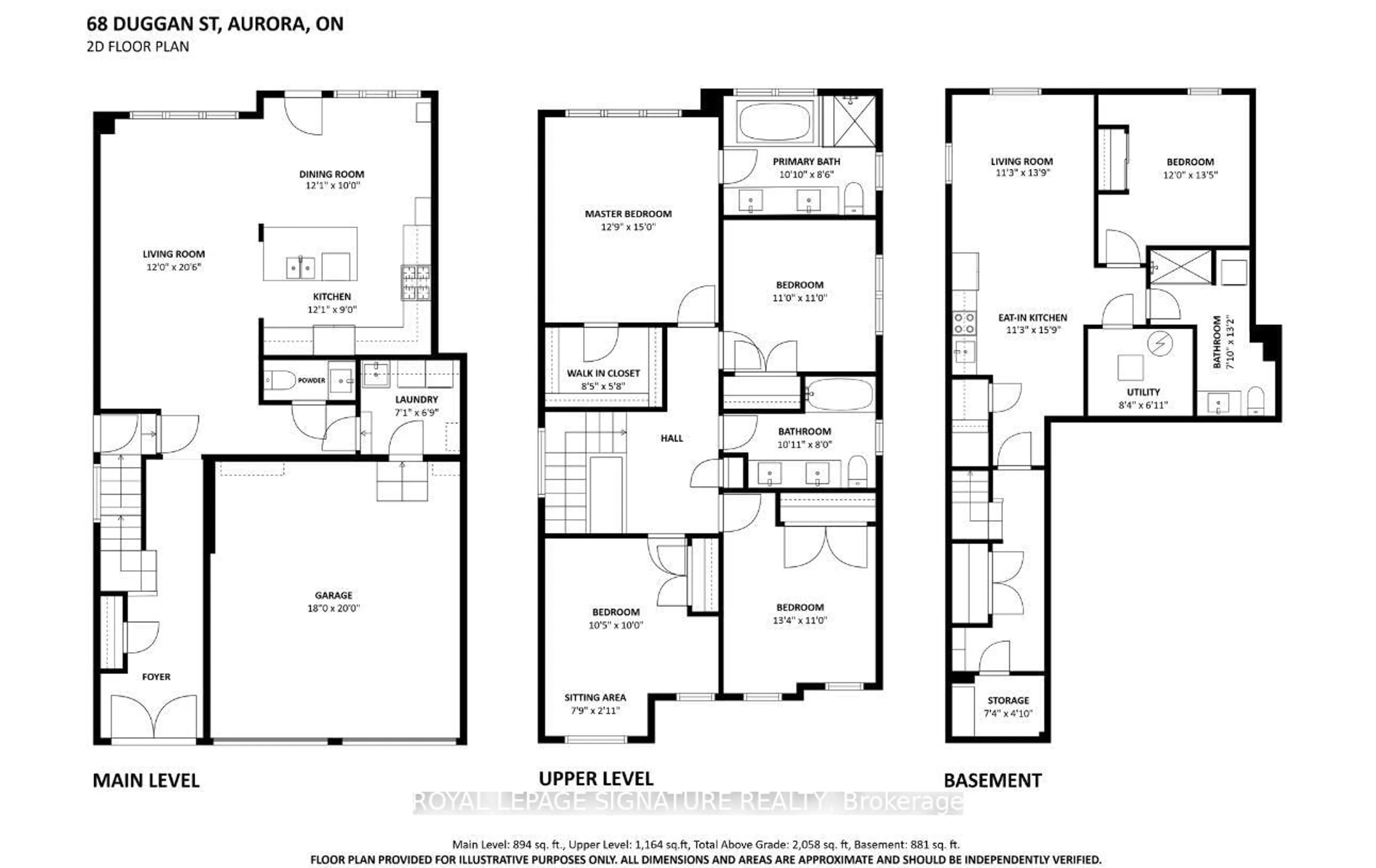 Floor plan for 68 Duggan St, Aurora Ontario L4G 0Y8