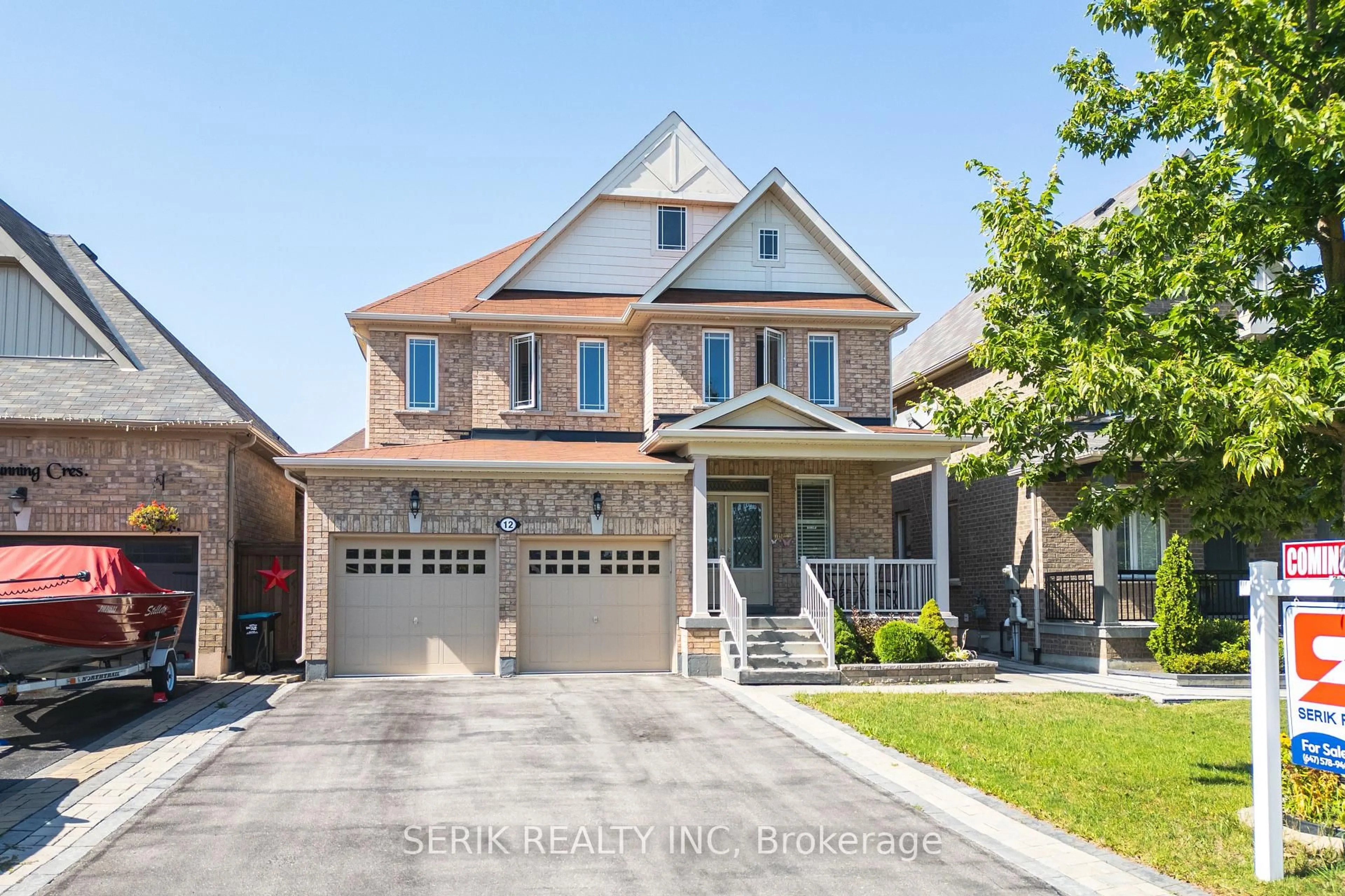 Home with brick exterior material, street for 12 Gunning Cres, New Tecumseth Ontario L0G 1W0