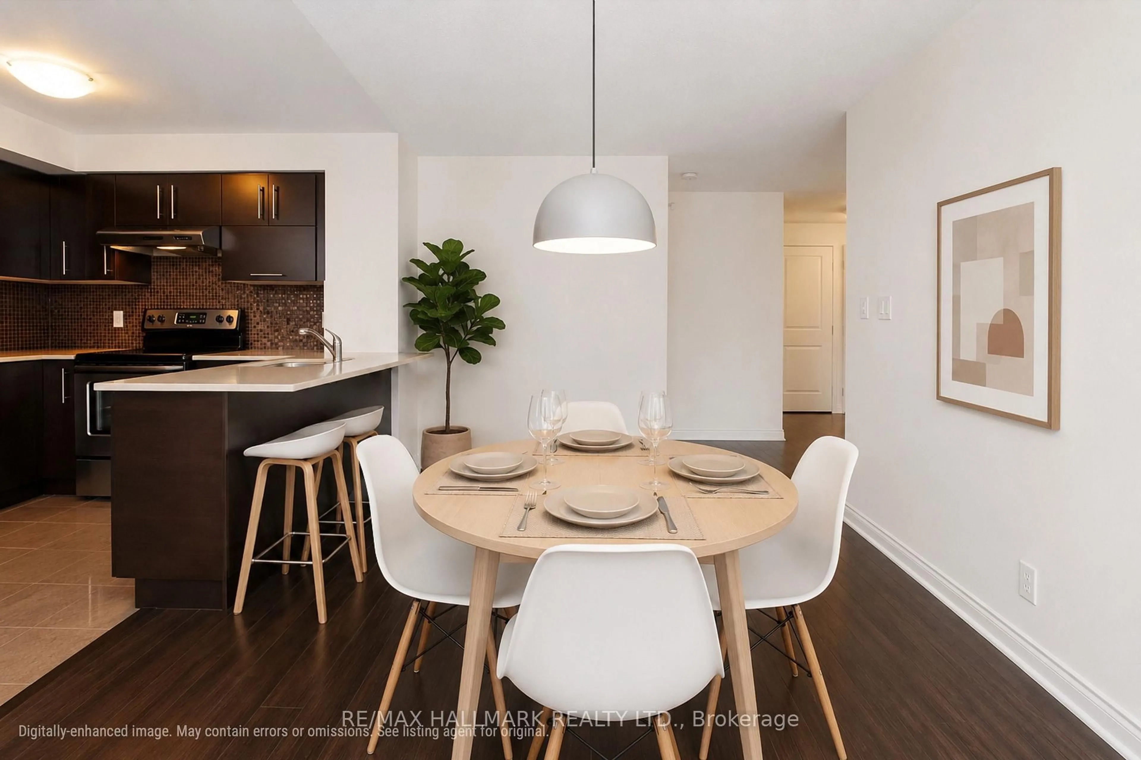 Dining room, wood/laminate floor for 253 South Park Rd #308, Markham Ontario L3T 0B4