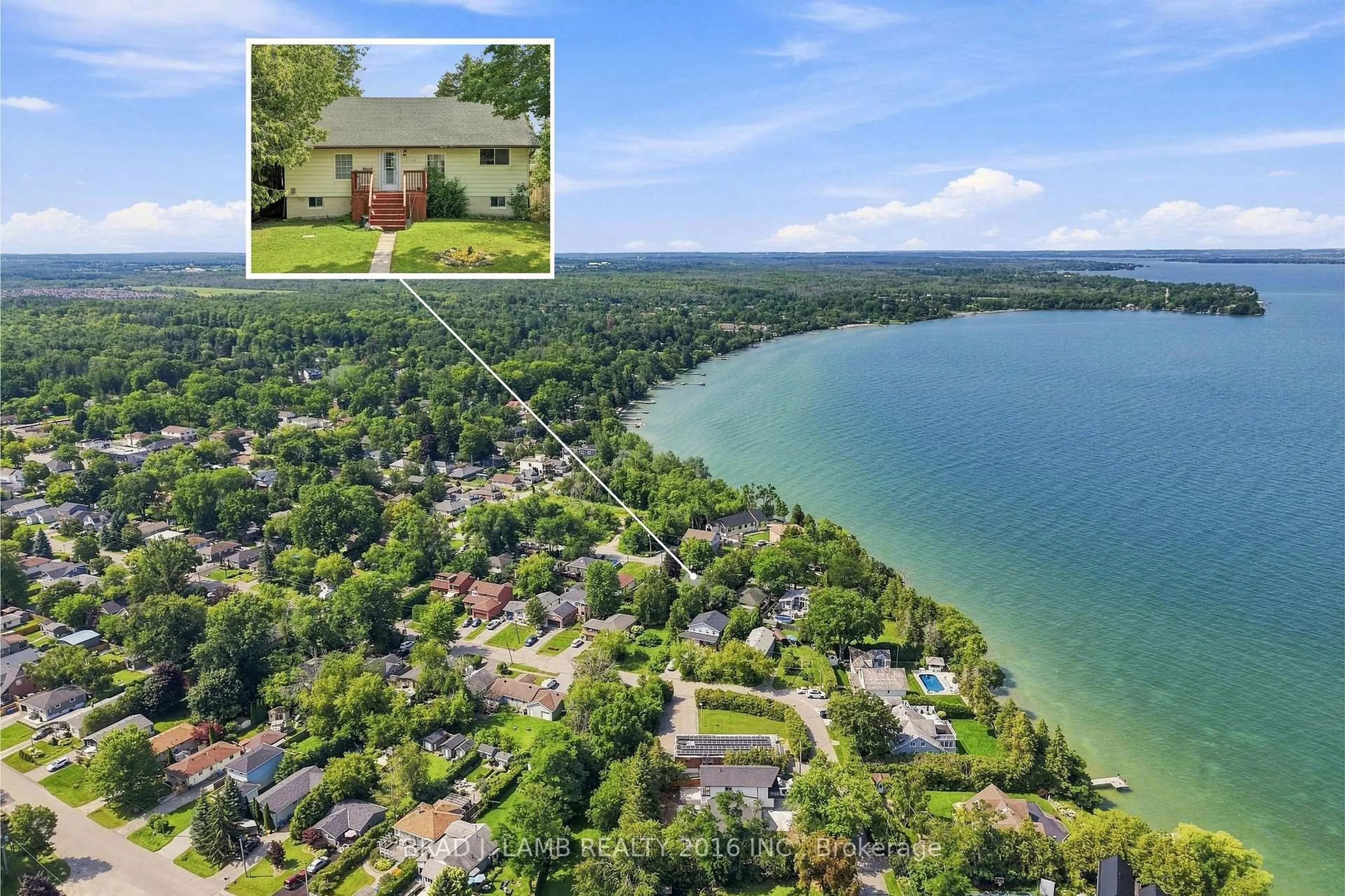 A pic from outside/outdoor area/front of a property/back of a property/a pic from drone, water/lake/river/ocean view for 21153 Dalton Rd, Georgina Ontario L0E 1N0