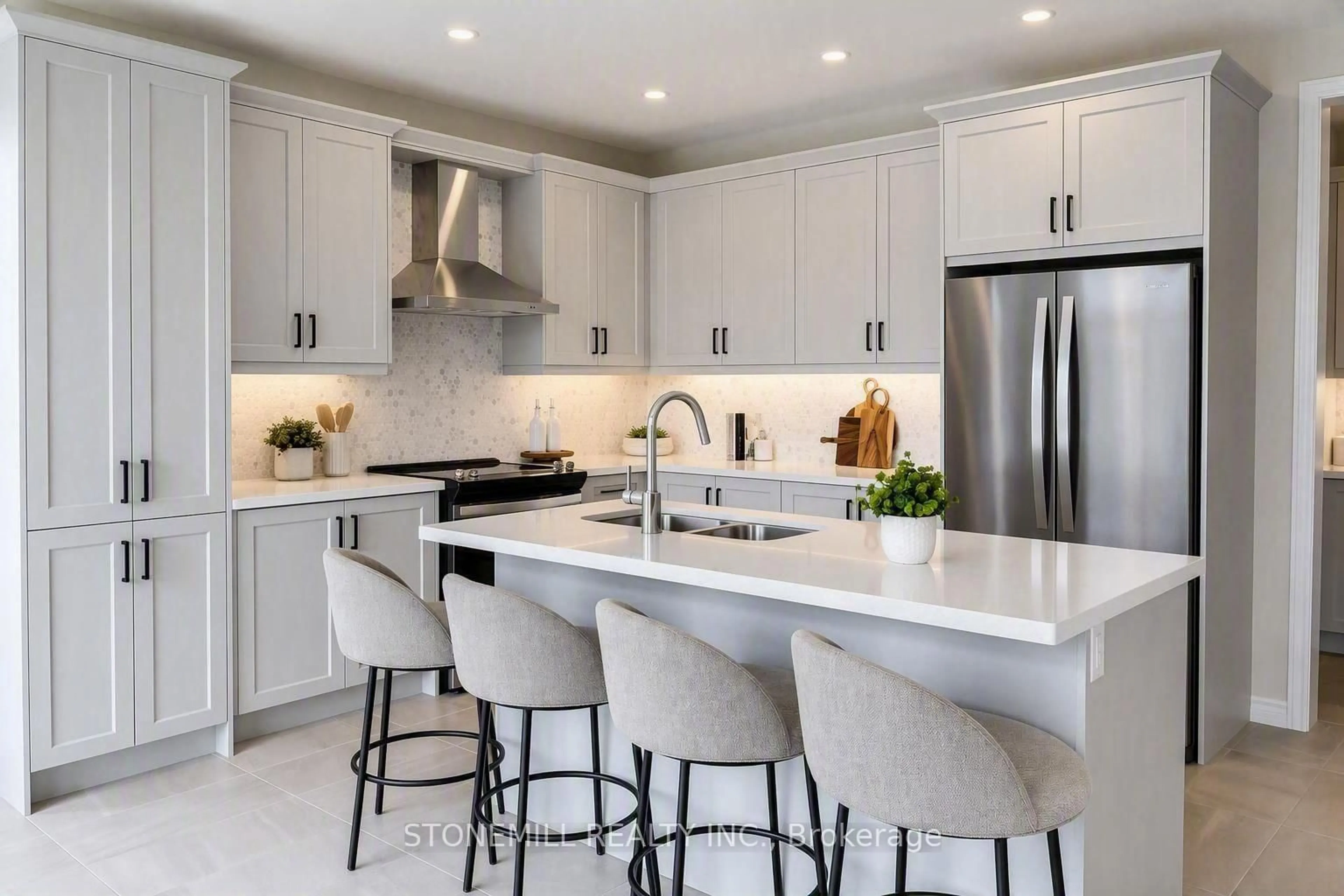 Contemporary kitchen, ceramic/tile floor for 54 Henderson St, Essa Ontario L3W 0A9