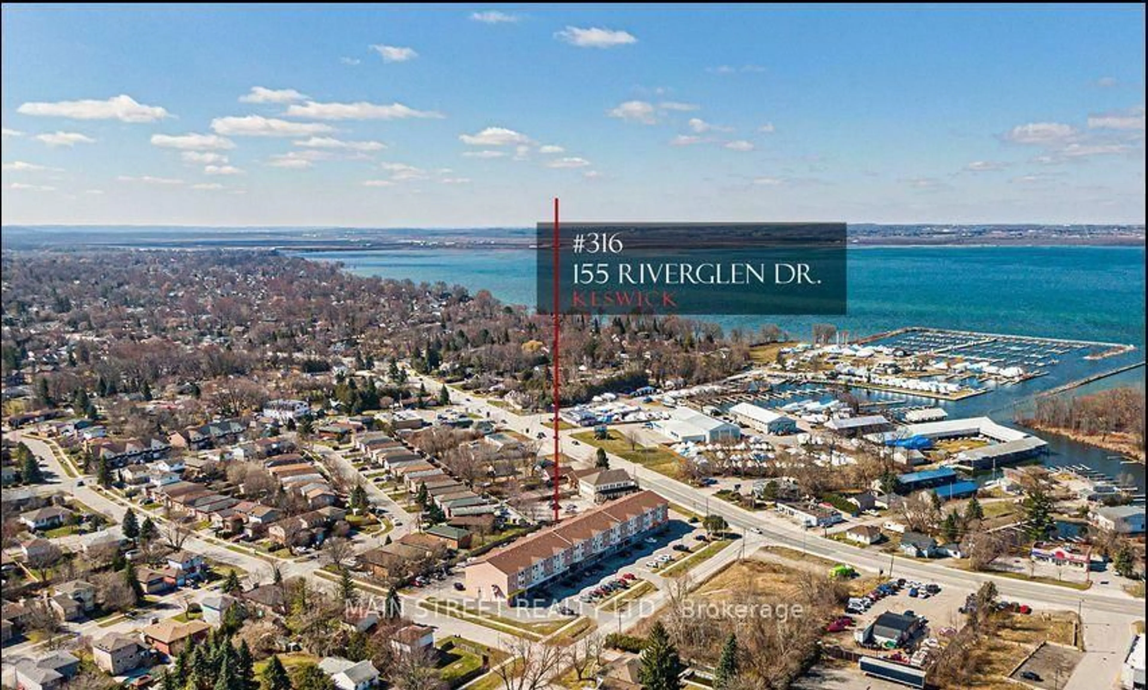 A pic from outside/outdoor area/front of a property/back of a property/a pic from drone, water/lake/river/ocean view for 155 Riverglen Dr #316, Georgina Ontario L4P 3M3