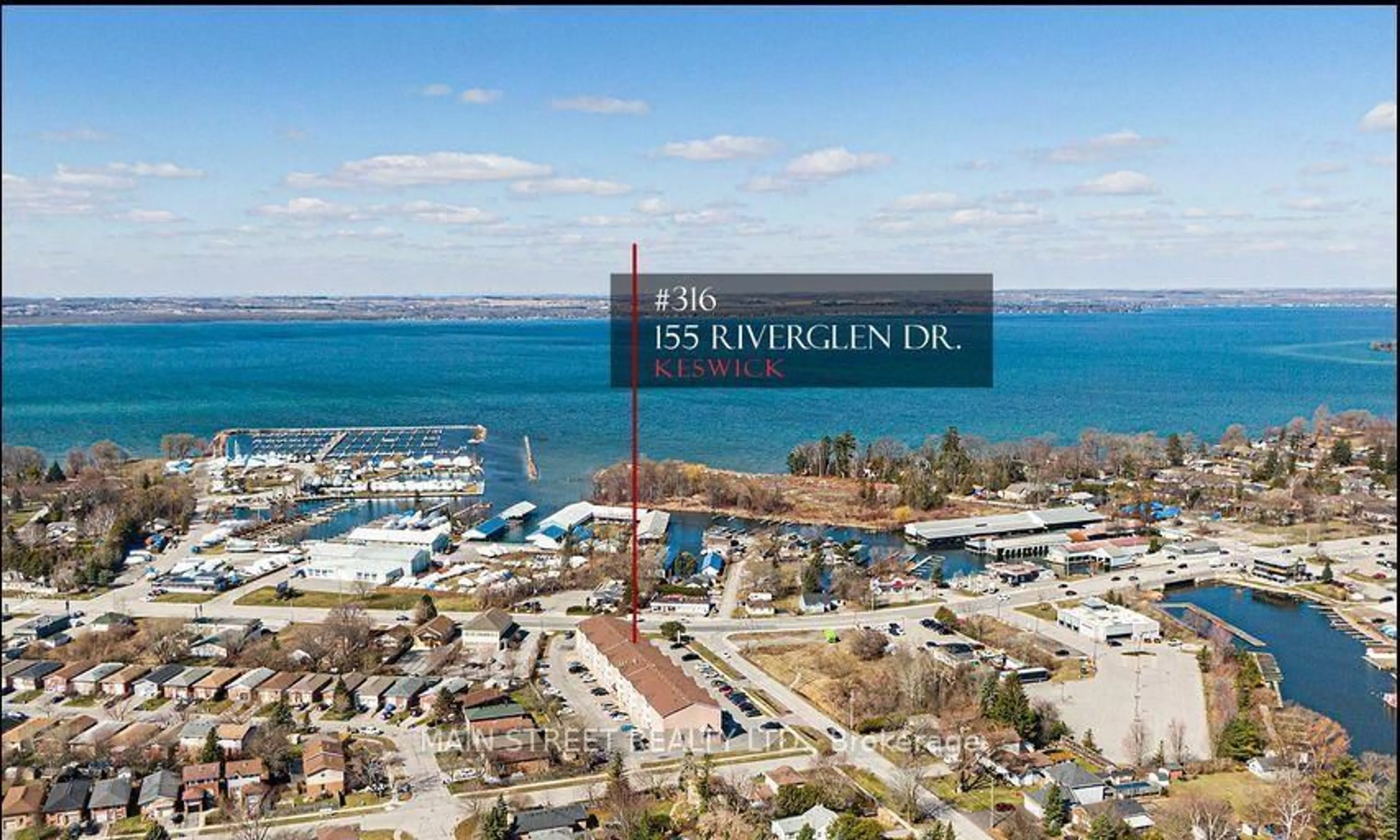 A pic from outside/outdoor area/front of a property/back of a property/a pic from drone, water/lake/river/ocean view for 155 Riverglen Dr #316, Georgina Ontario L4P 3M3