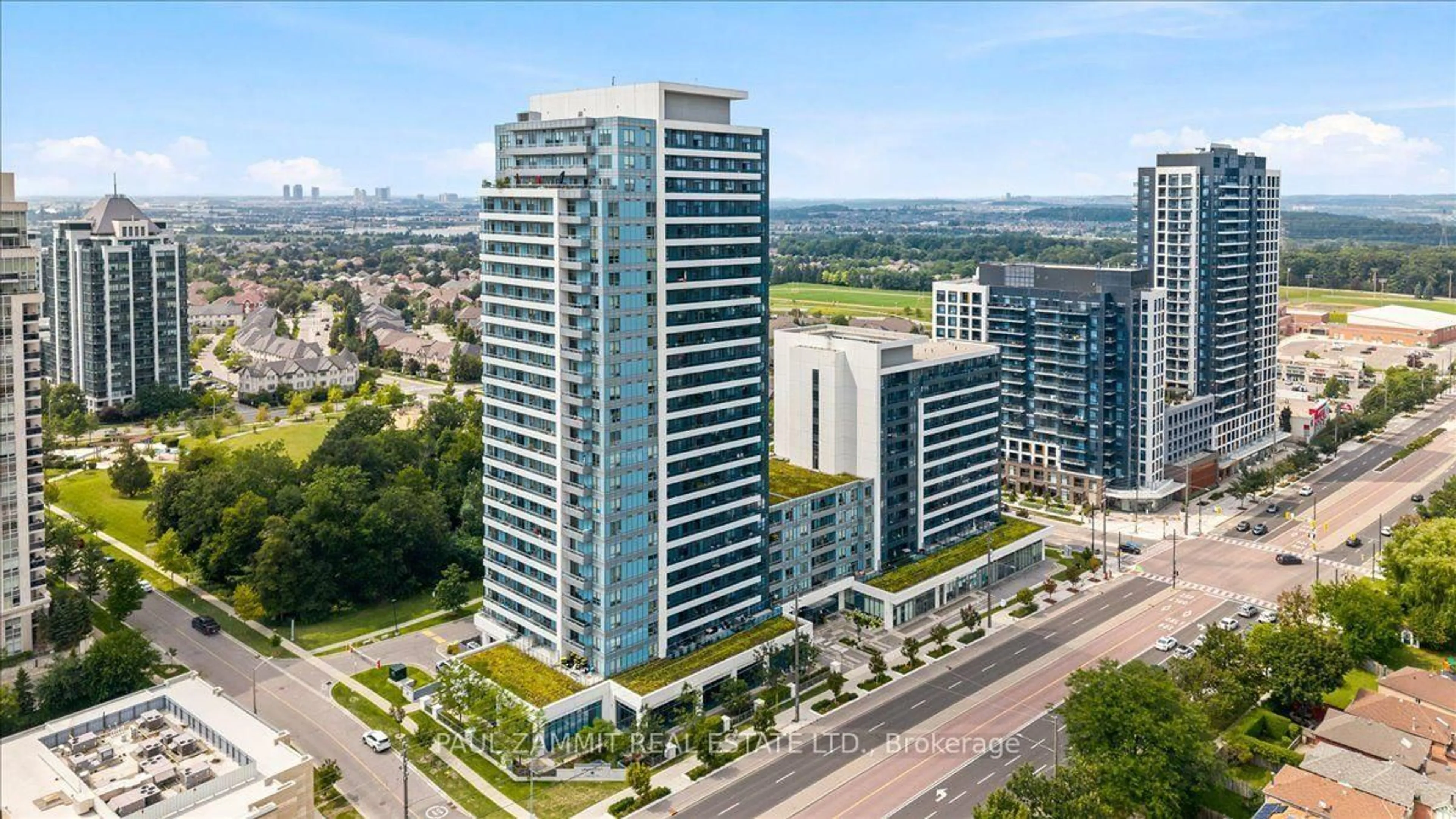 A pic from outside/outdoor area/front of a property/back of a property/a pic from drone, city buildings view from balcony for 7890 Bathurst St #203, Vaughan Ontario L4J 0J8