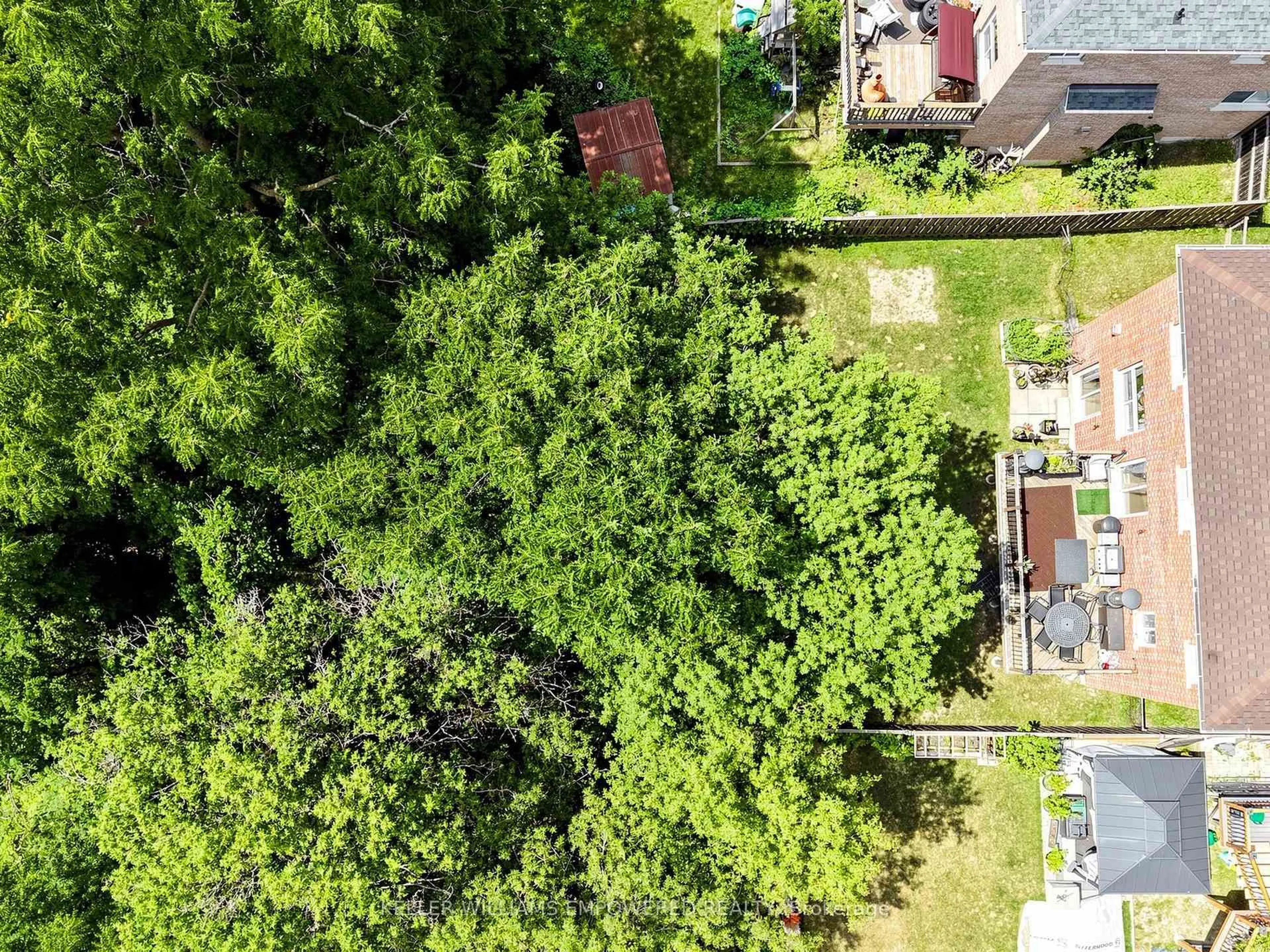 A pic from outside/outdoor area/front of a property/back of a property/a pic from drone, forest/trees view for 135 Buchanan Dr, New Tecumseth Ontario L9R 0A4