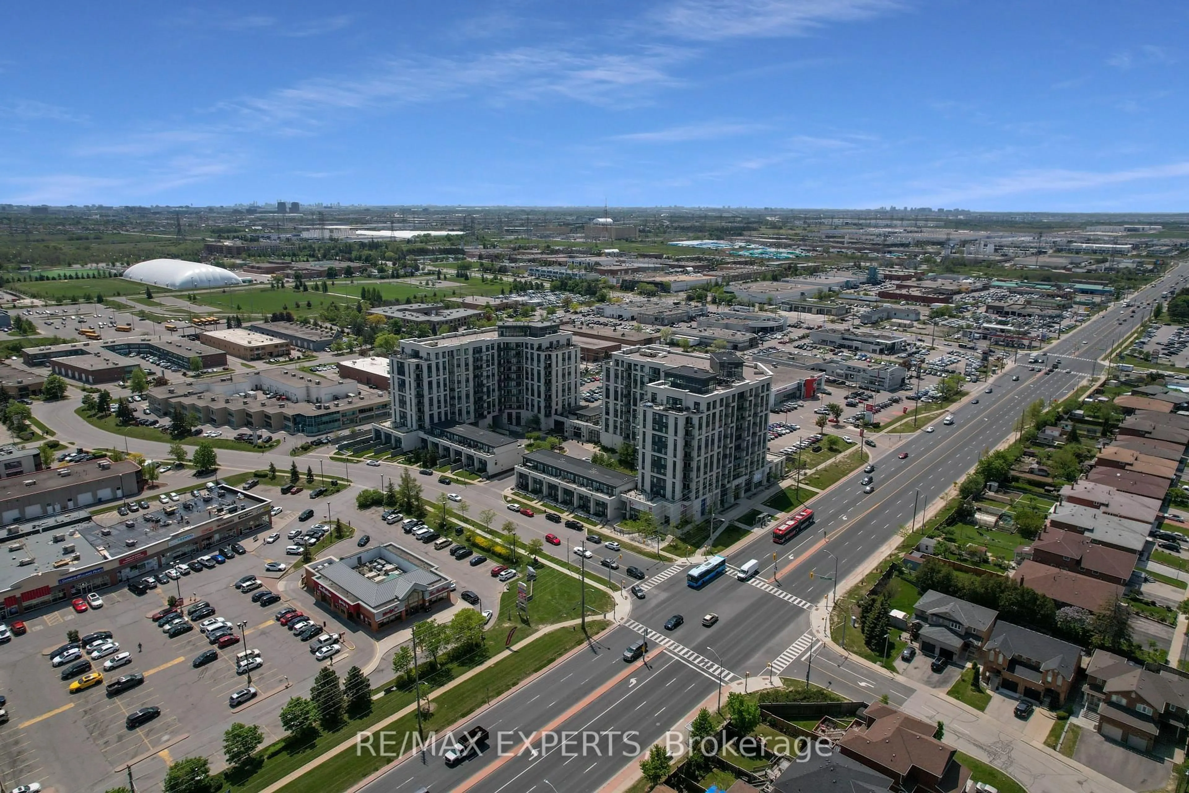 A pic from outside/outdoor area/front of a property/back of a property/a pic from drone, city buildings view from balcony for 24 Woodstream Blvd #208, Vaughan Ontario L4L 8C4