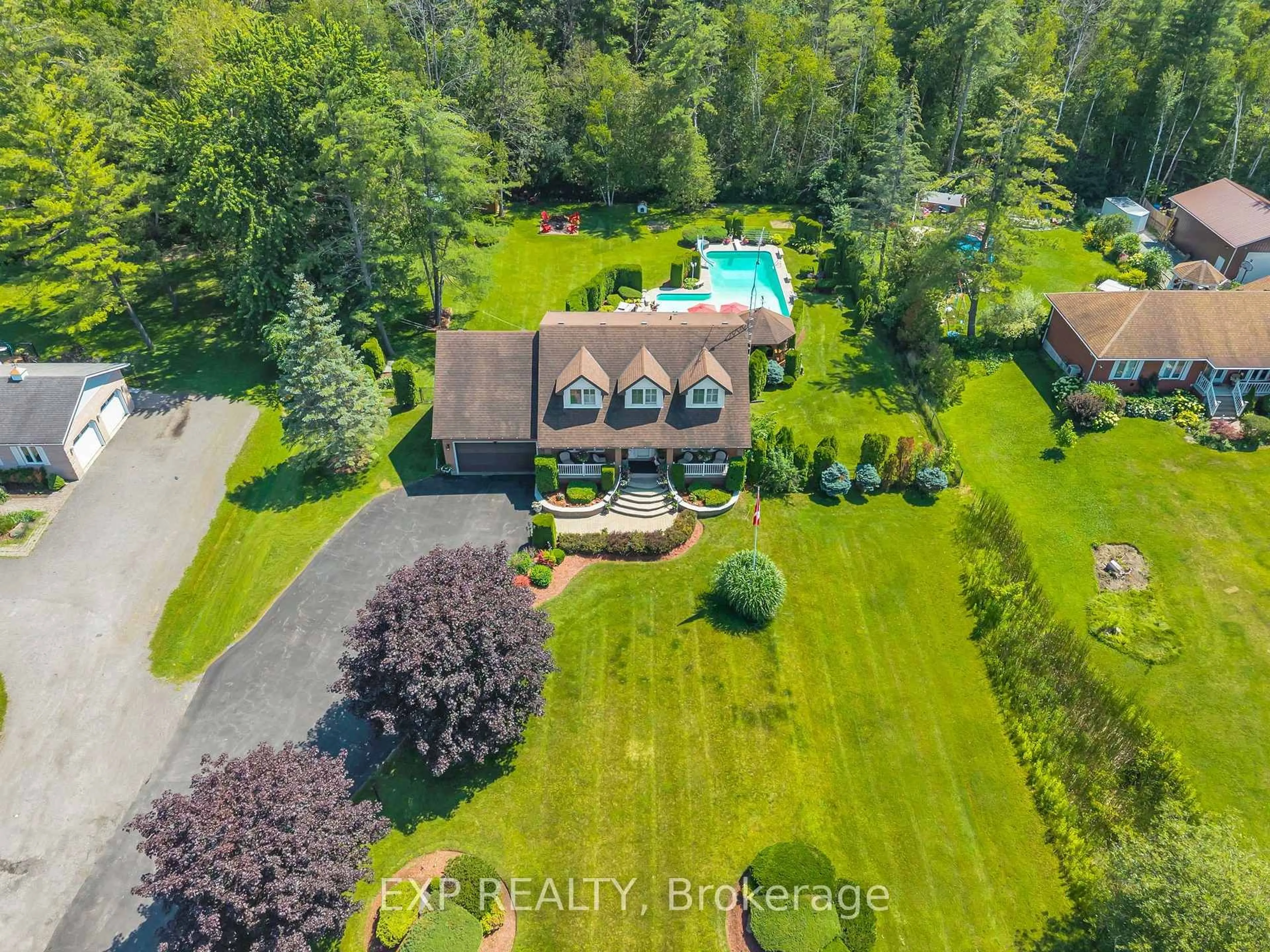 A pic from outside/outdoor area/front of a property/back of a property/a pic from drone, water/lake/river/ocean view for 5763 Black River Rd, Georgina Ontario L0E 1R0