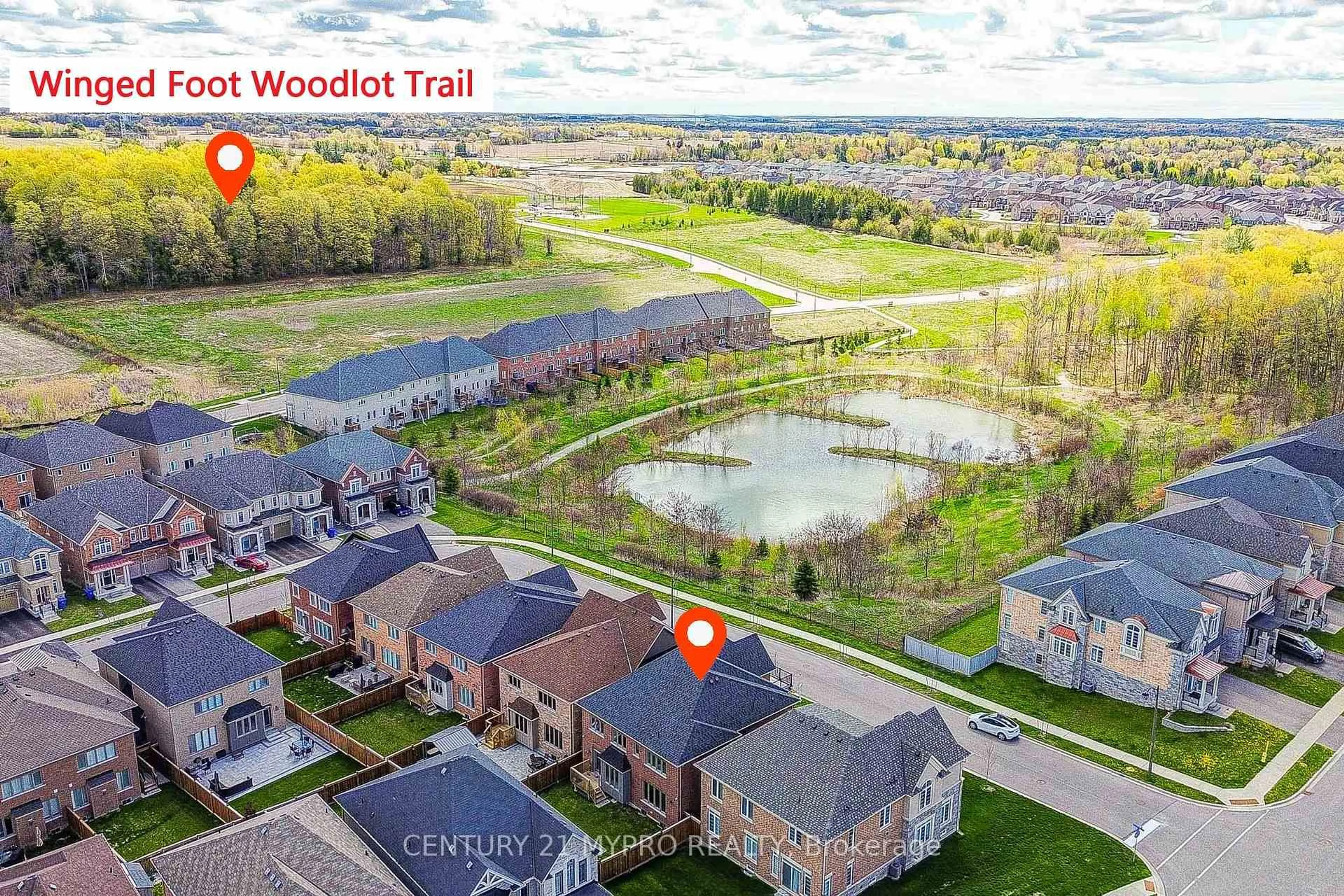A pic from outside/outdoor area/front of a property/back of a property/a pic from drone, water/lake/river/ocean view for 57 Richard Boyd Dr, East Gwillimbury Ontario L9N 0S6