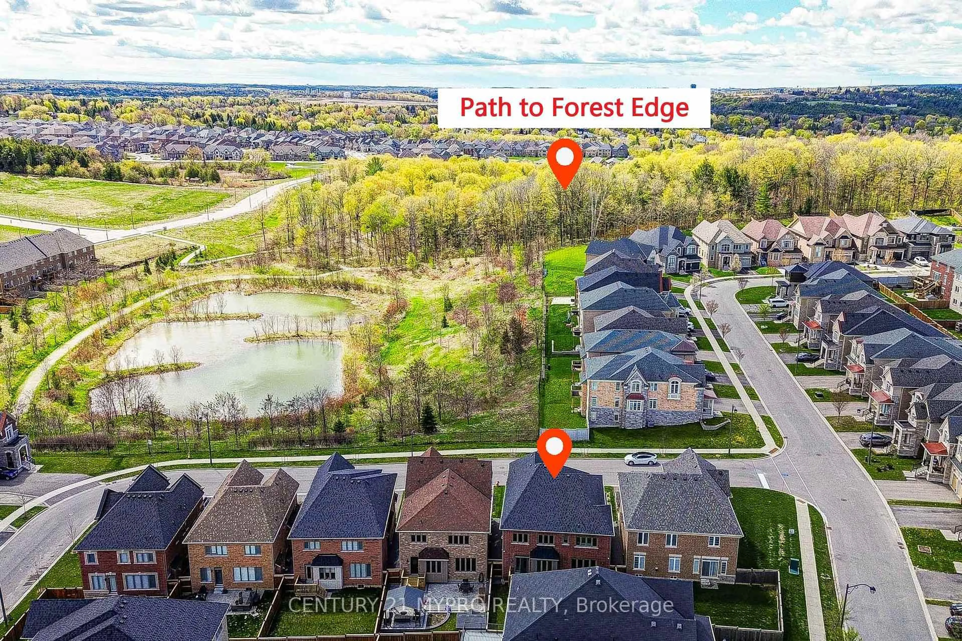 A pic from outside/outdoor area/front of a property/back of a property/a pic from drone, forest/trees view for 57 Richard Boyd Dr, East Gwillimbury Ontario L9N 0S6