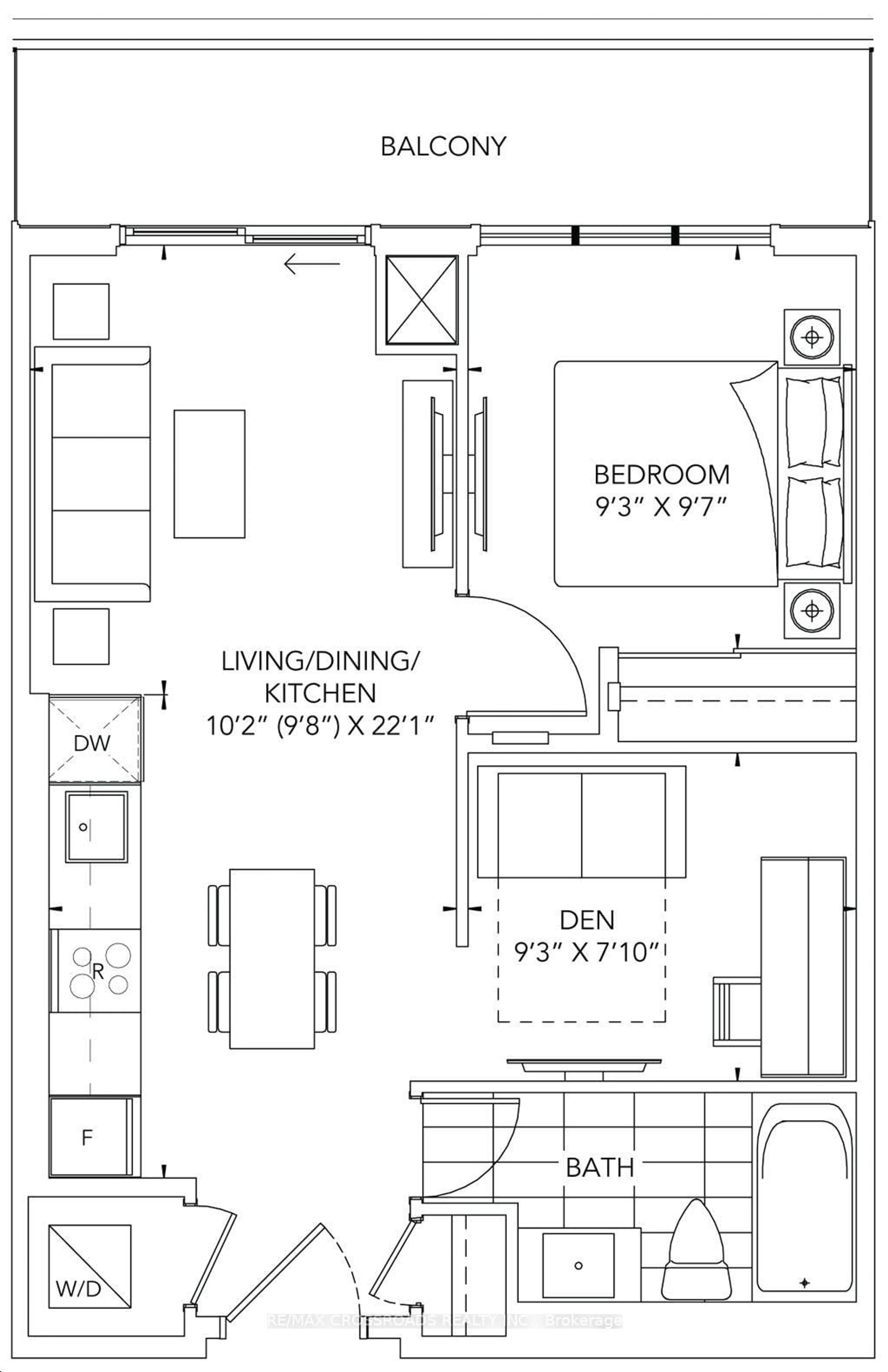 Floor plan for 60 Honeycrisp Cres #917, Vaughan Ontario L4K 0N5
