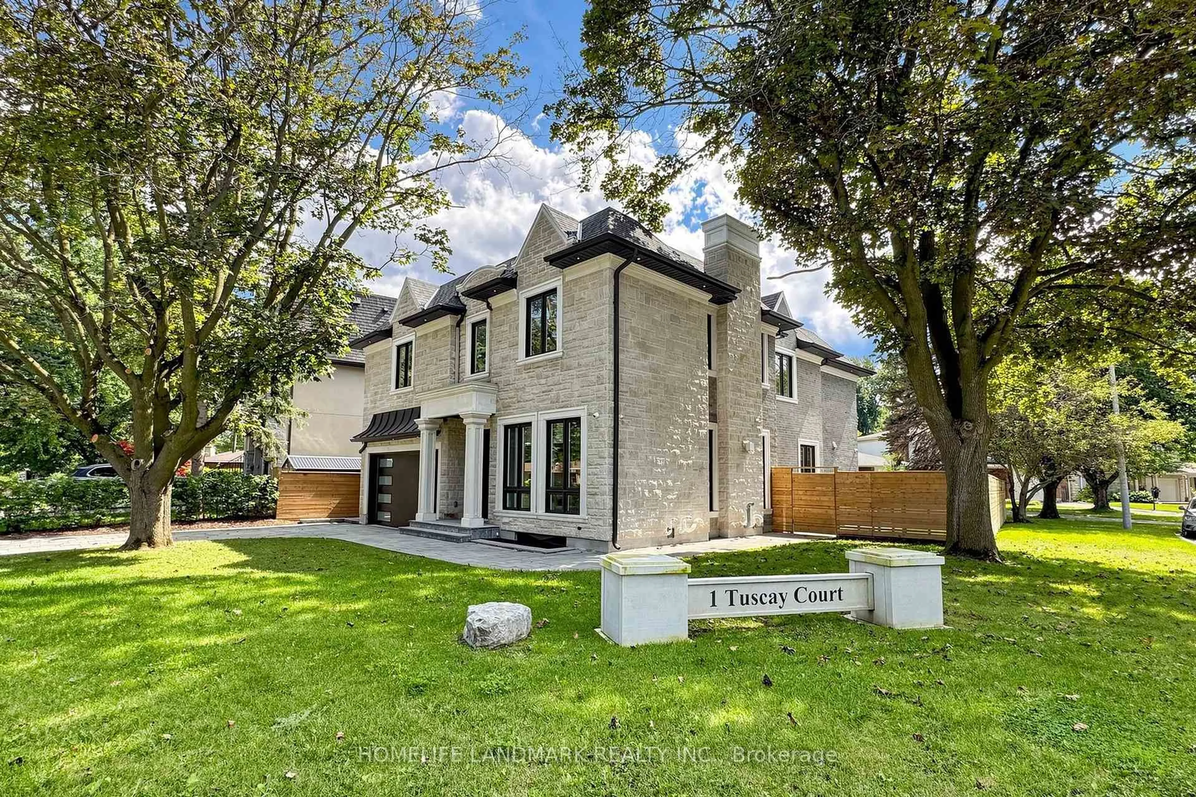 Home with brick exterior material, street for 1 Tuscay Crt, Markham Ontario L3R 1V2