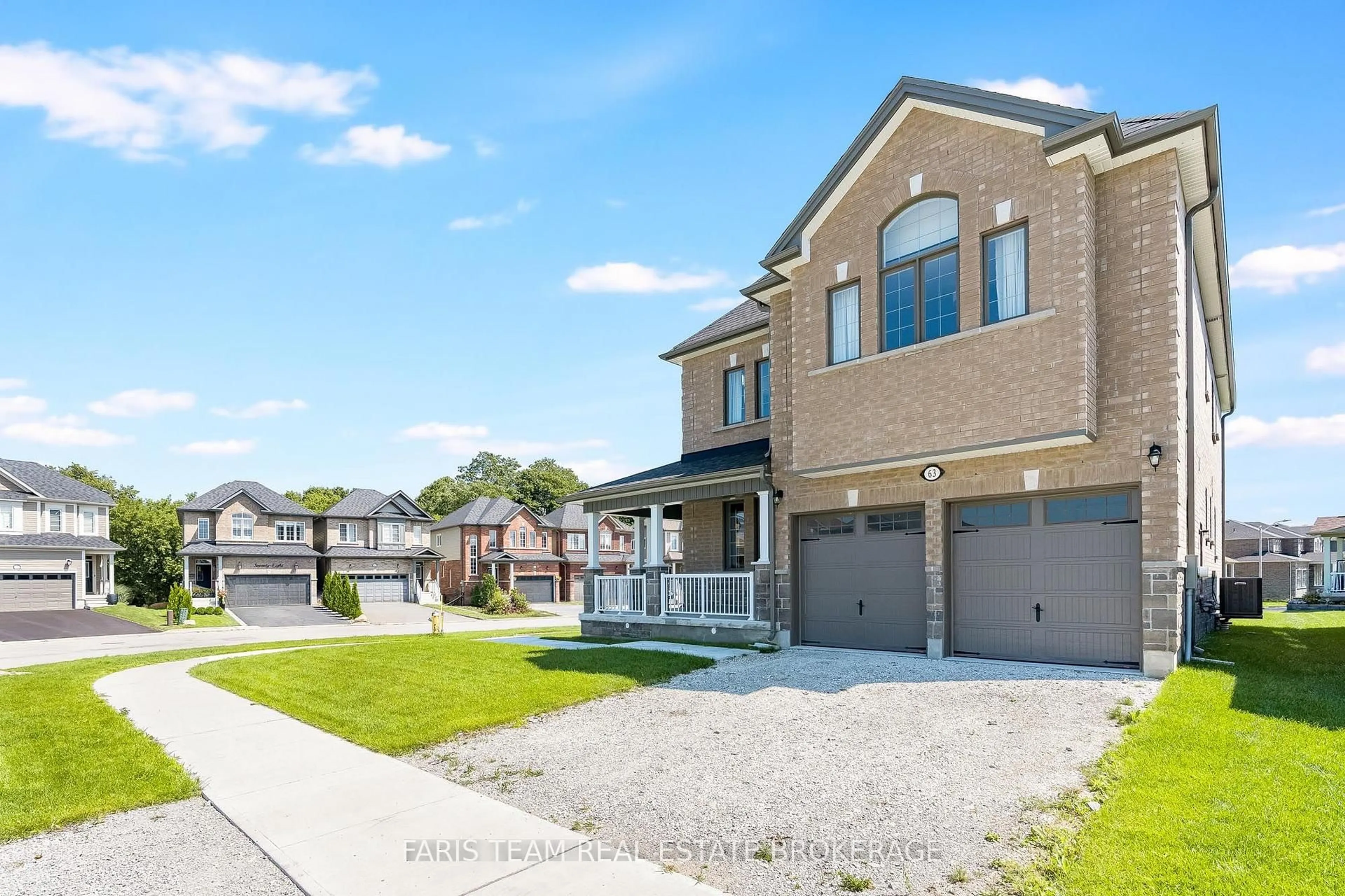 Home with brick exterior material, street for 63 Wood Cres, Essa Ontario L3W 0M5