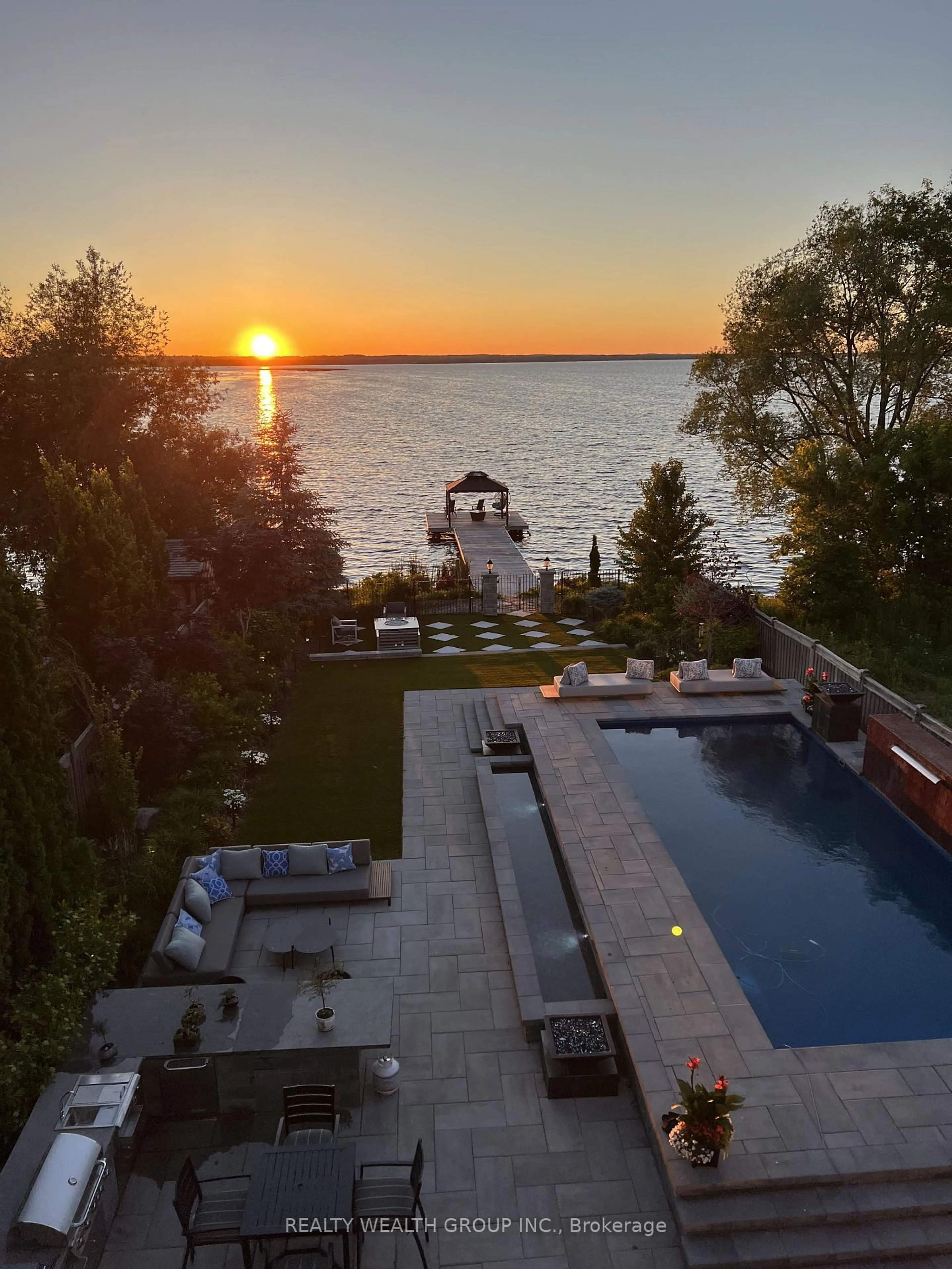 A pic from outside/outdoor area/front of a property/back of a property/a pic from drone, water/lake/river/ocean view for 4 Shangri-La Lane, Georgina Ontario L4P 0A8