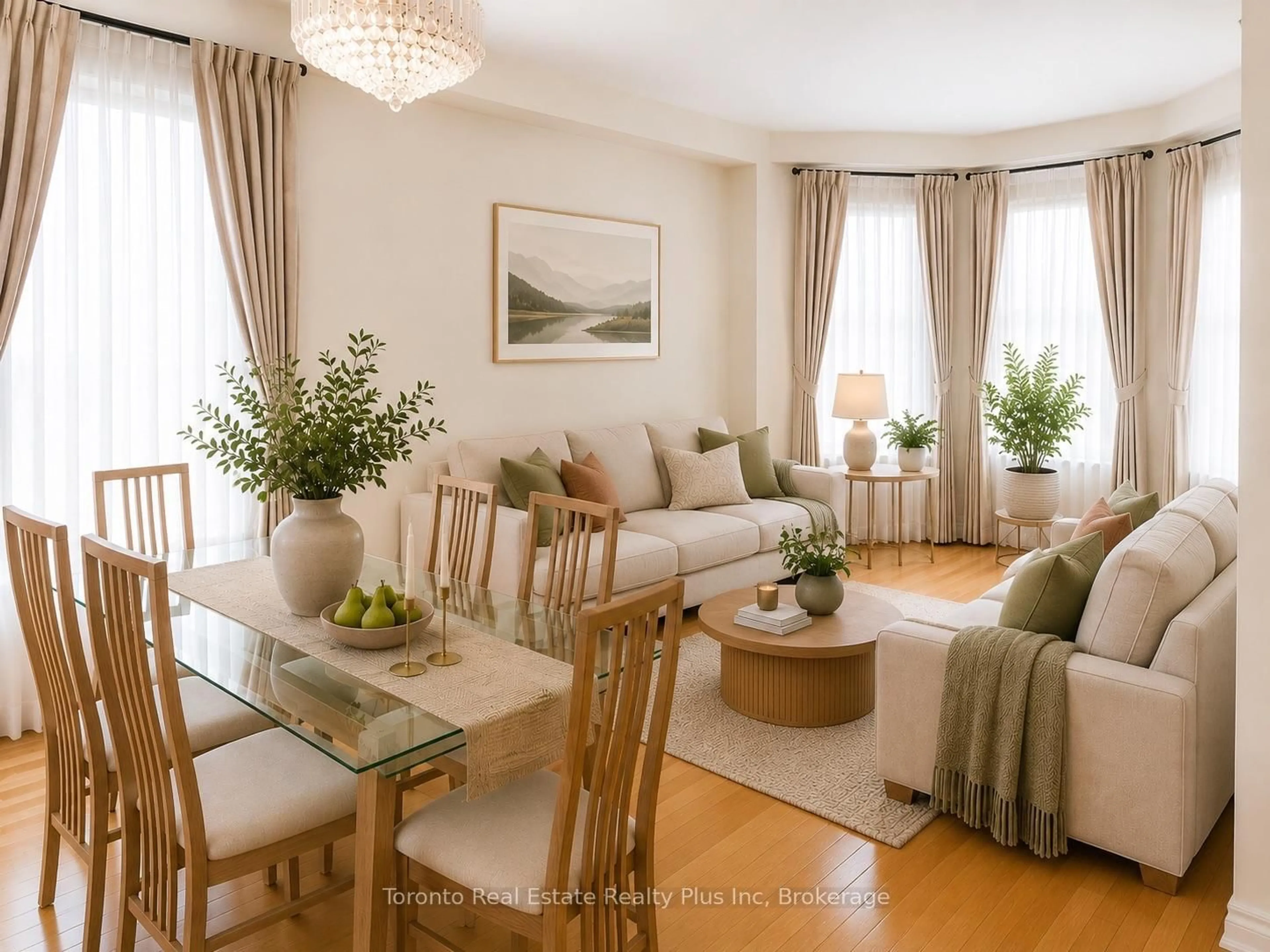 Living room with furniture, wood/laminate floor for 7 Braehead Dr, Richmond Hill Ontario L4E 0B5
