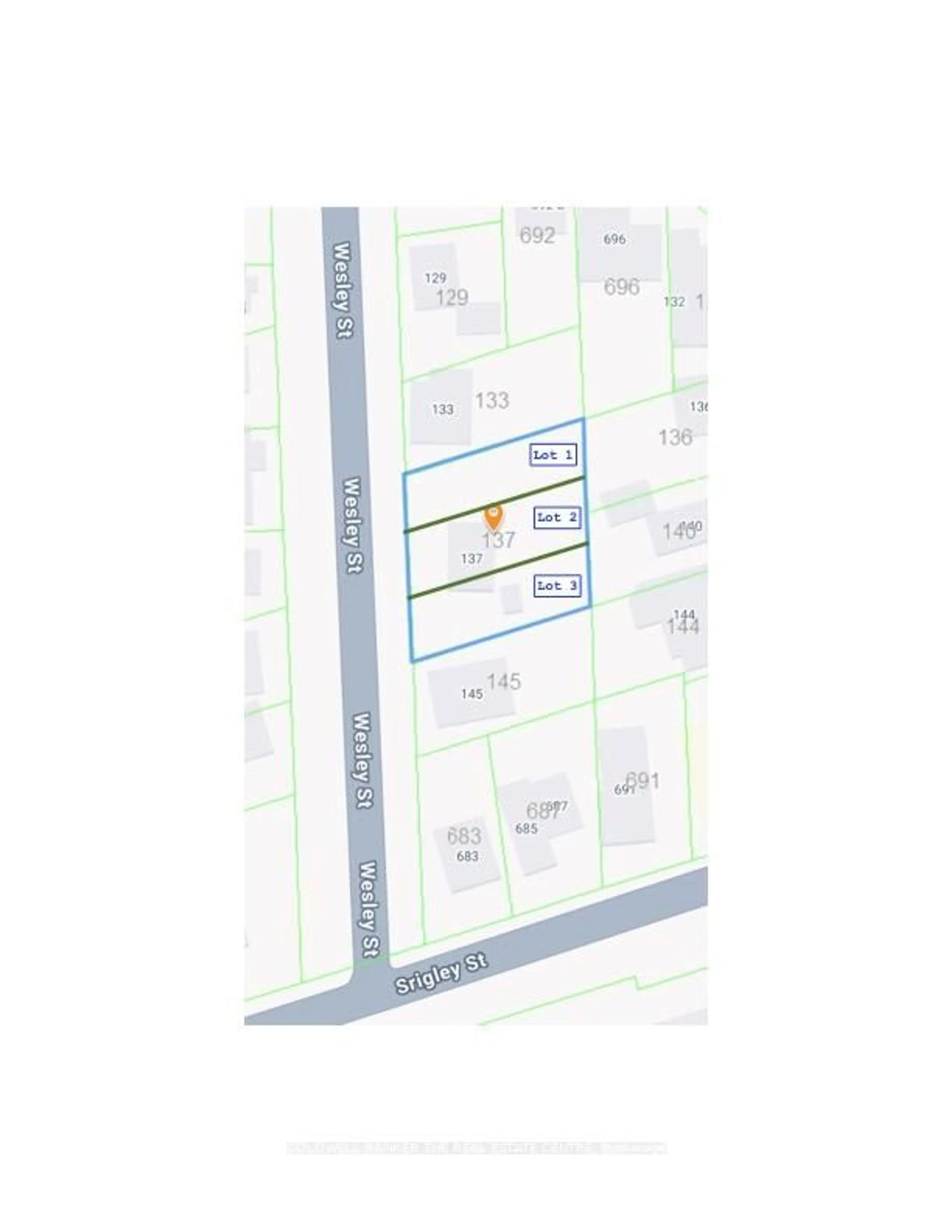 Picture of a map for 137 Wesley St, Newmarket Ontario L3Y 3N9