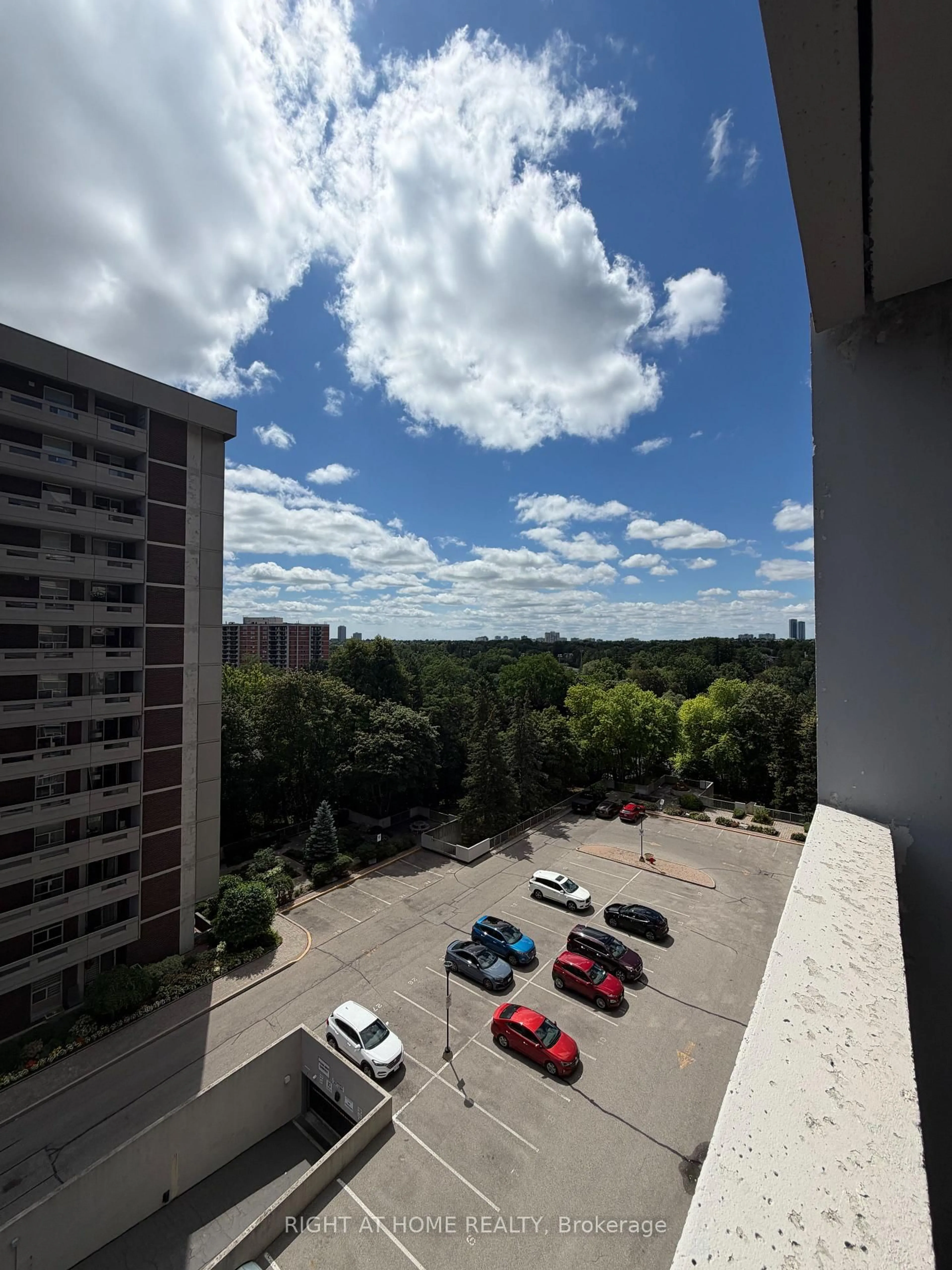 Balcony in the apartment, city buildings view from balcony for 60 Inverlochy Blvd #802, Markham Ontario L3T 4T7