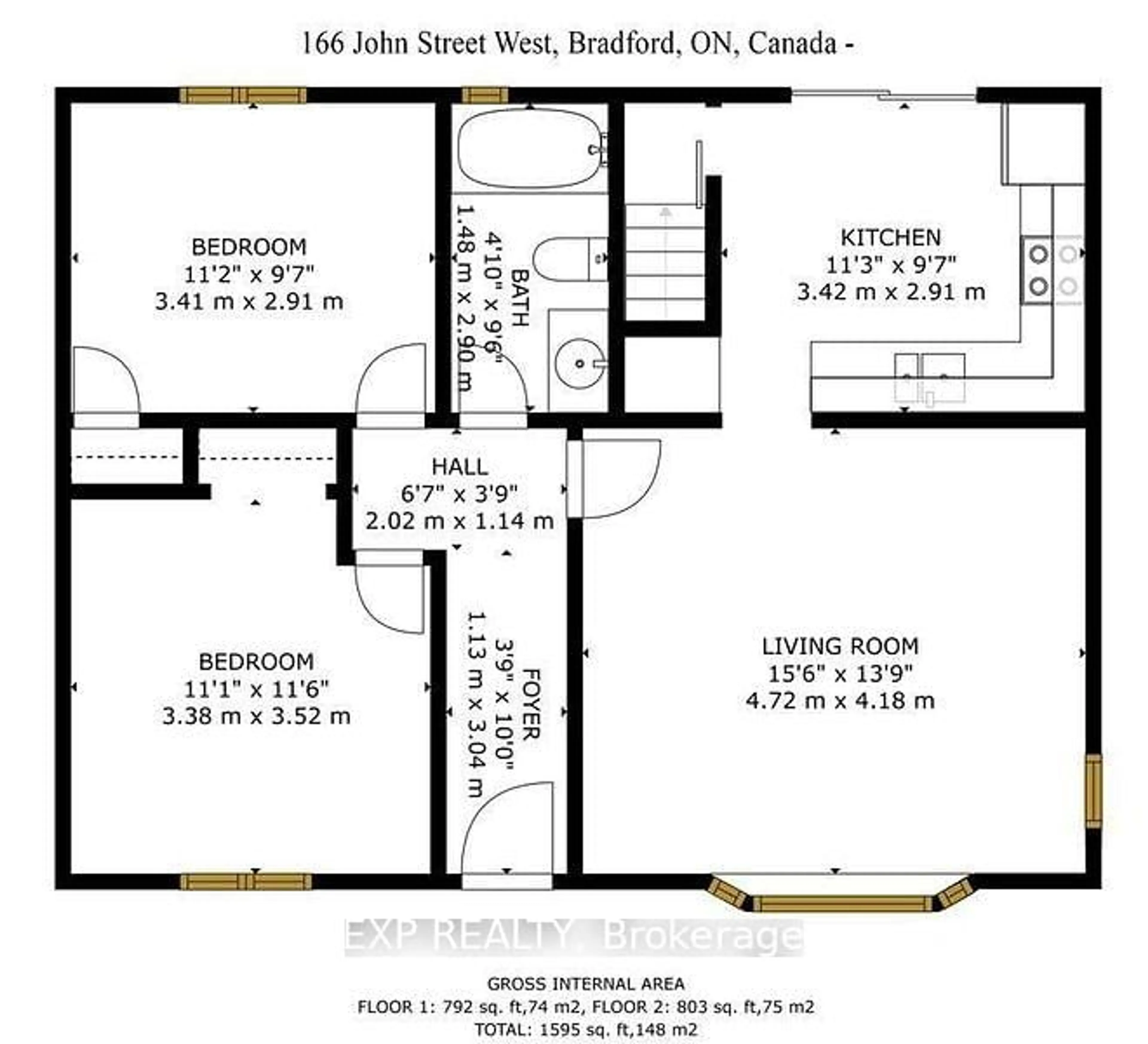 Floor plan for 166 John St, Bradford West Gwillimbury Ontario L3Z 2A7