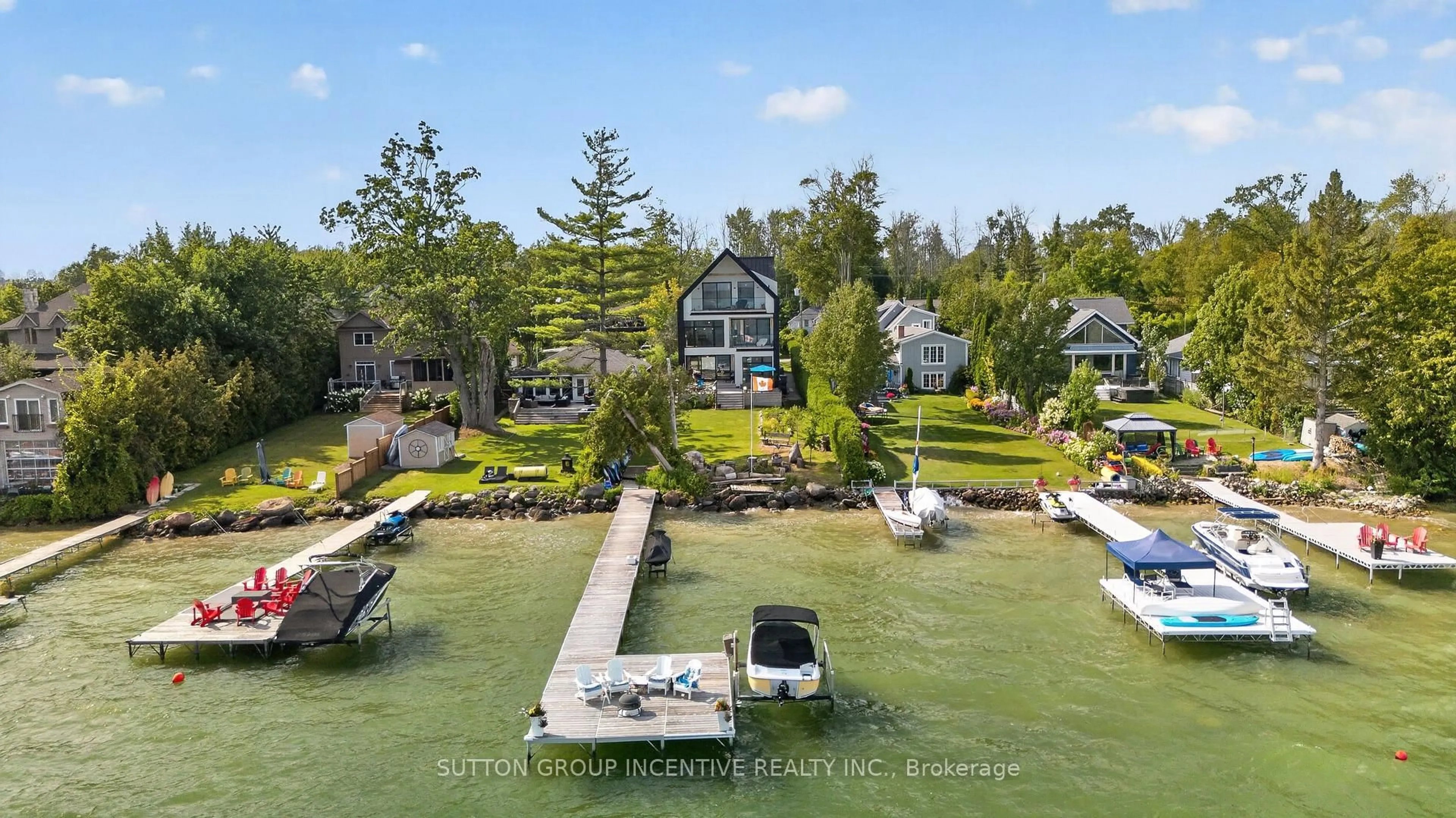 A pic from outside/outdoor area/front of a property/back of a property/a pic from drone, water/lake/river/ocean view for 1619 Houston Ave, Innisfil Ontario L9S 4M6