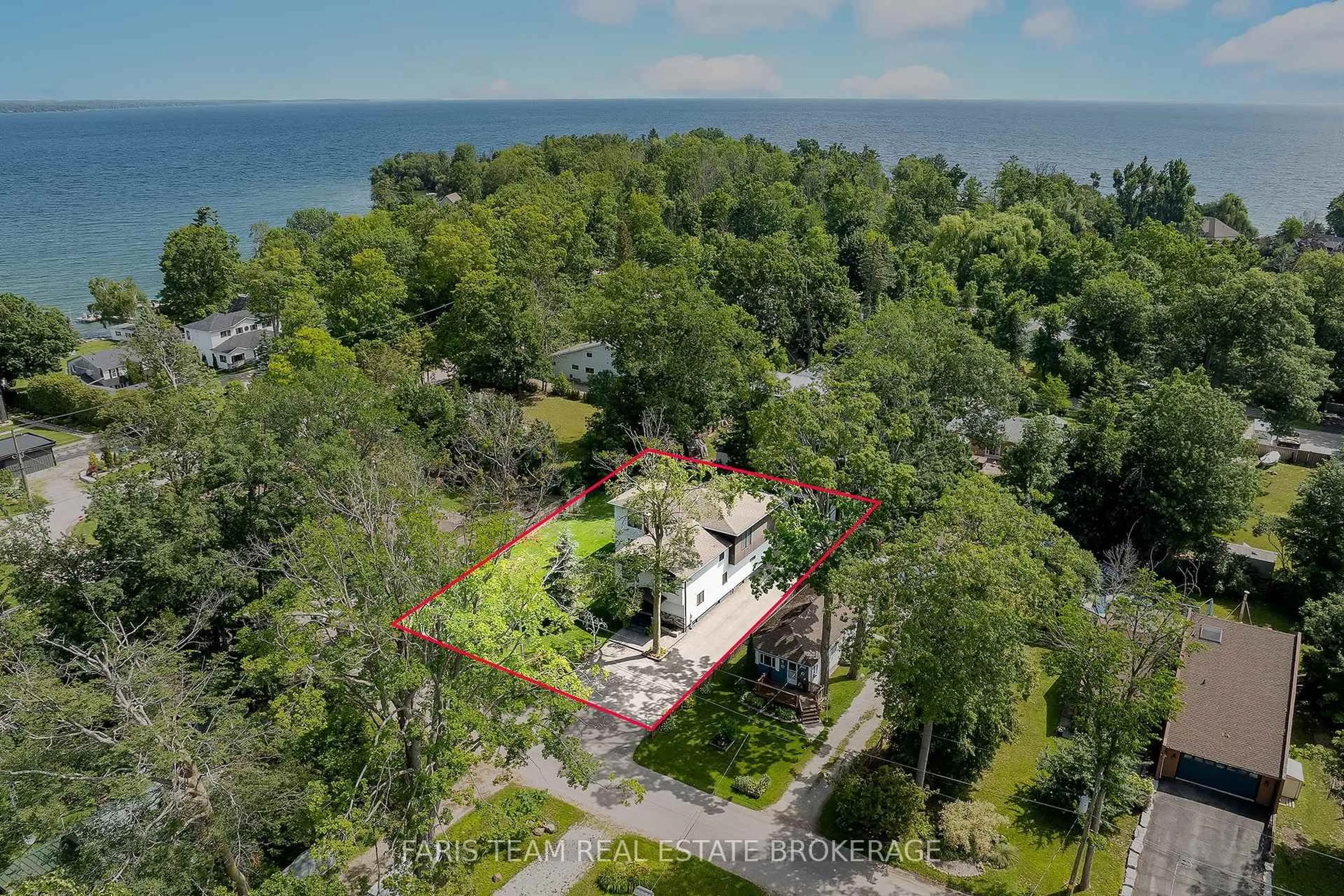 A pic from outside/outdoor area/front of a property/back of a property/a pic from drone, water/lake/river/ocean view for 3951 Alberta Ave, Innisfil Ontario L9S 2M1