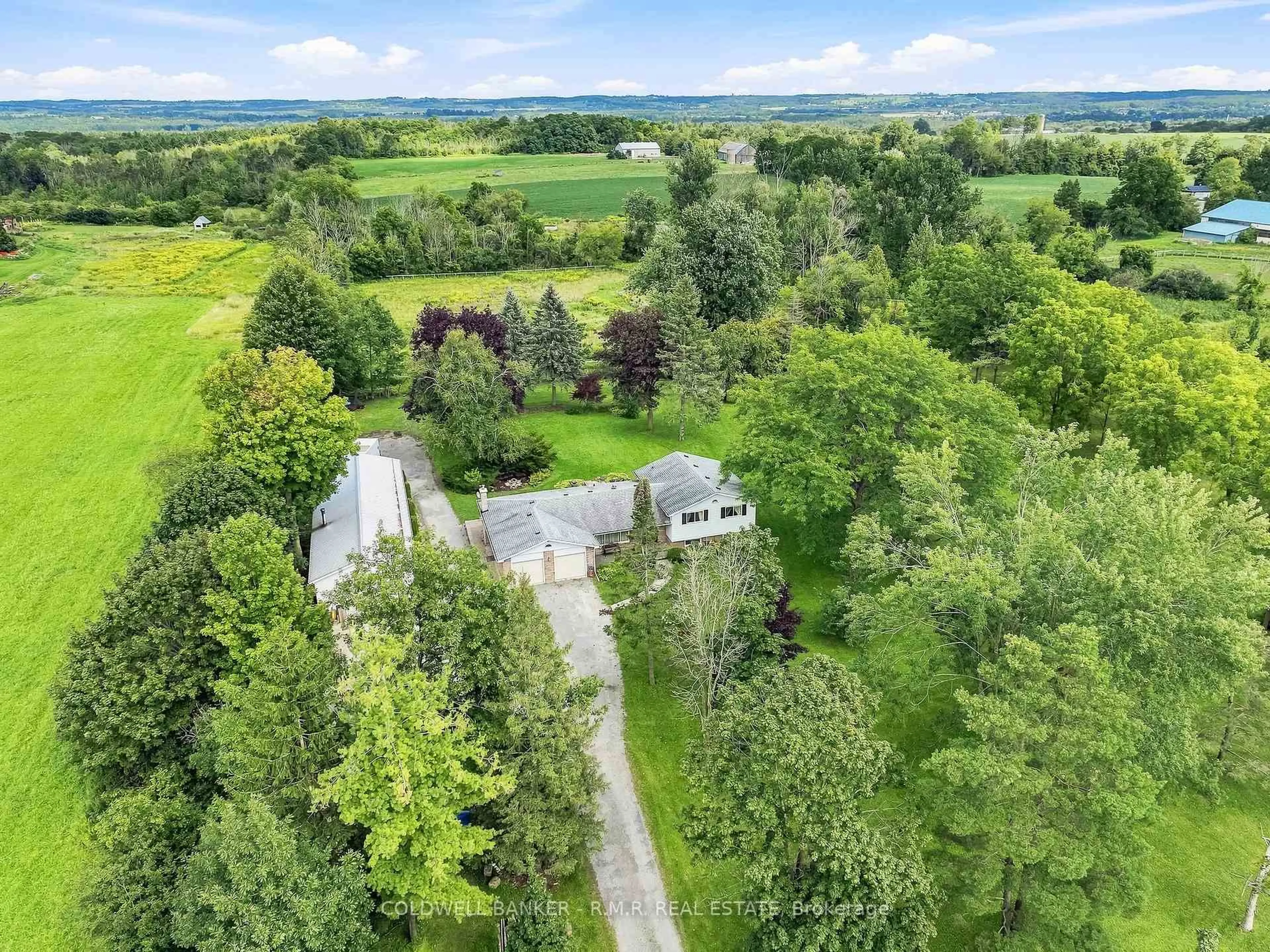 A pic from outside/outdoor area/front of a property/back of a property/a pic from drone, forest/trees view for 7901 Concession 6th Concession, Uxbridge Ontario L9P 1R2