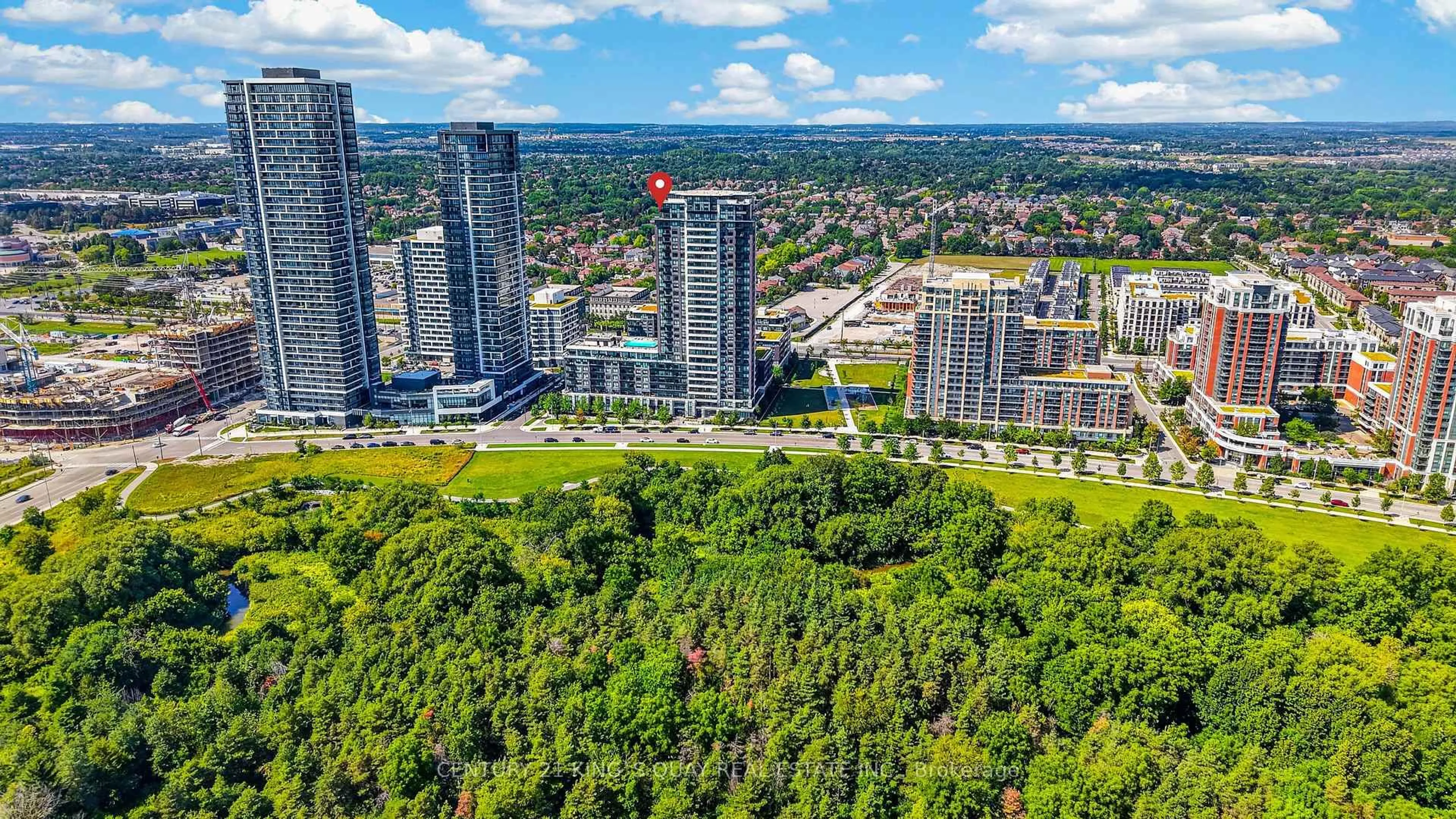 A pic from outside/outdoor area/front of a property/back of a property/a pic from drone, city buildings view from balcony for 15 Water Walk Dr #RG07, Markham Ontario L6G 0G2