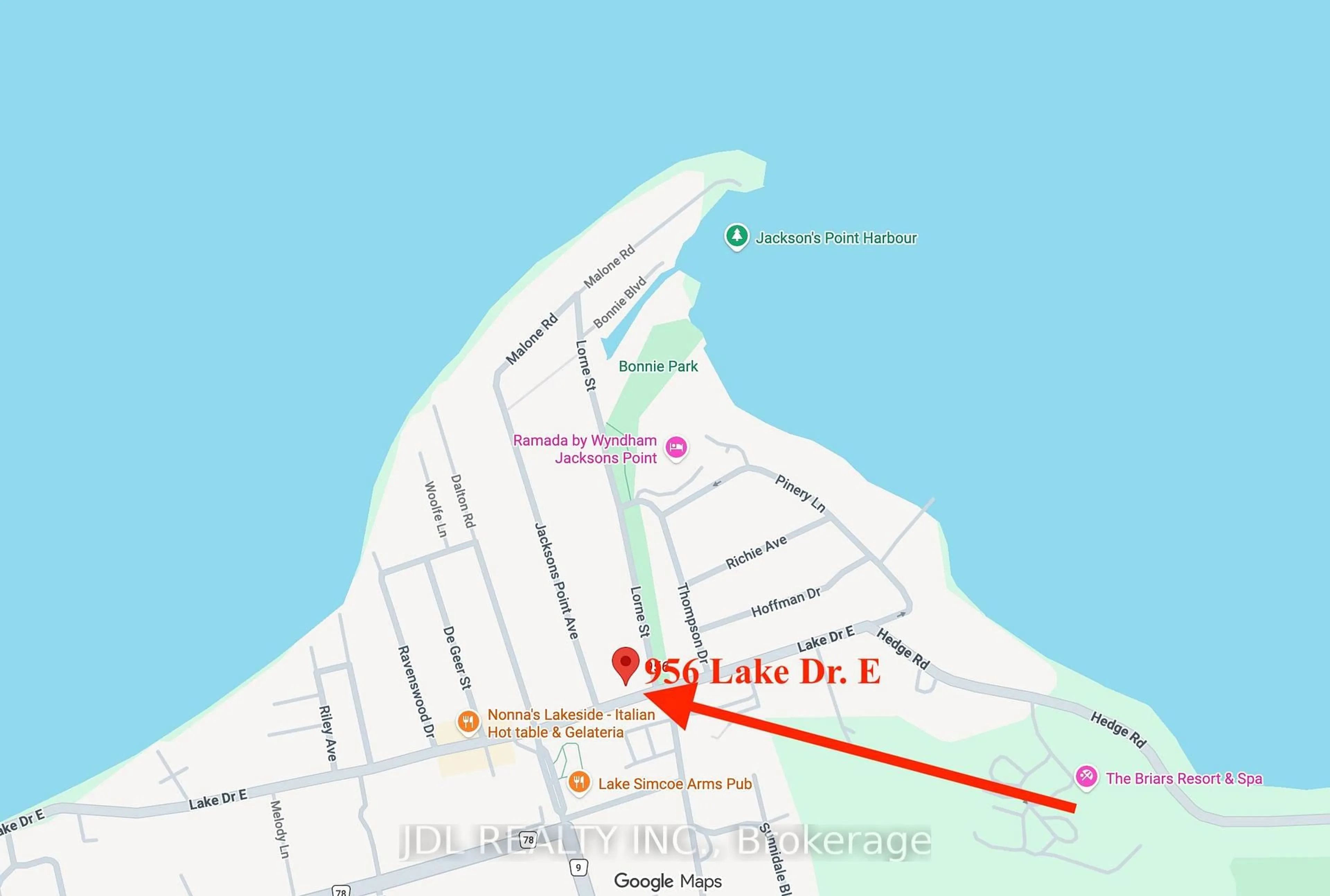 Picture of a map for 956 Lake Dr, Georgina Ontario L0E 1L0