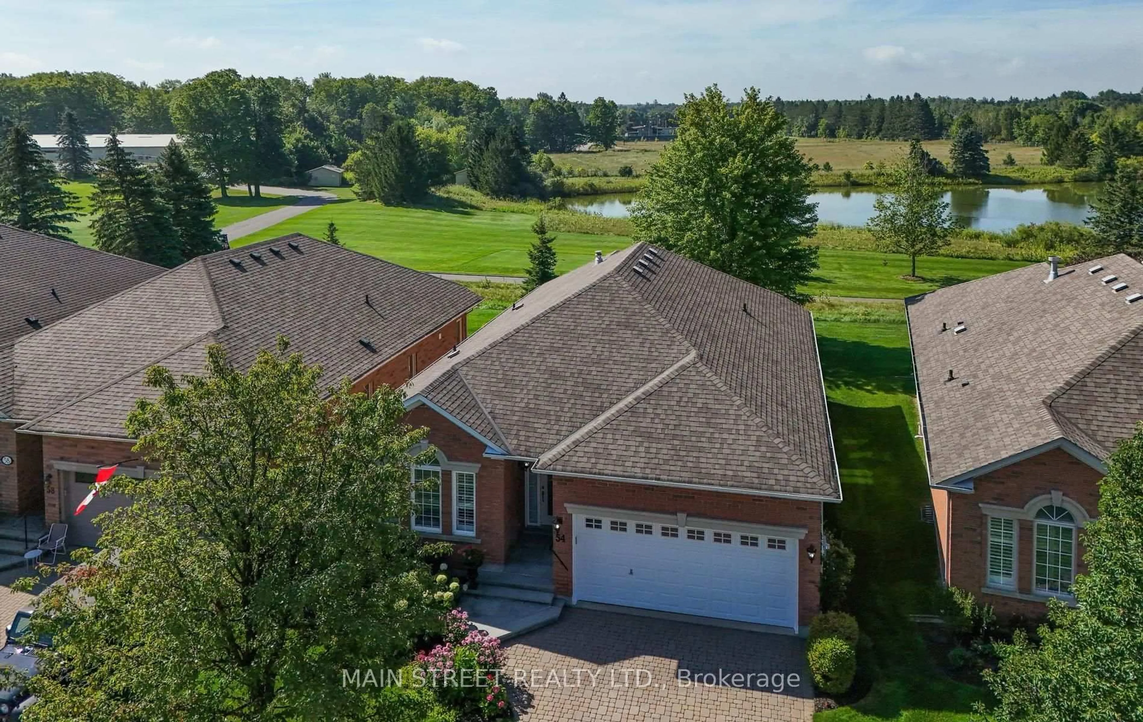 A pic from outside/outdoor area/front of a property/back of a property/a pic from drone, water/lake/river/ocean view for 54 Couples Gallery, Whitchurch-Stouffville Ontario L4A 1M6