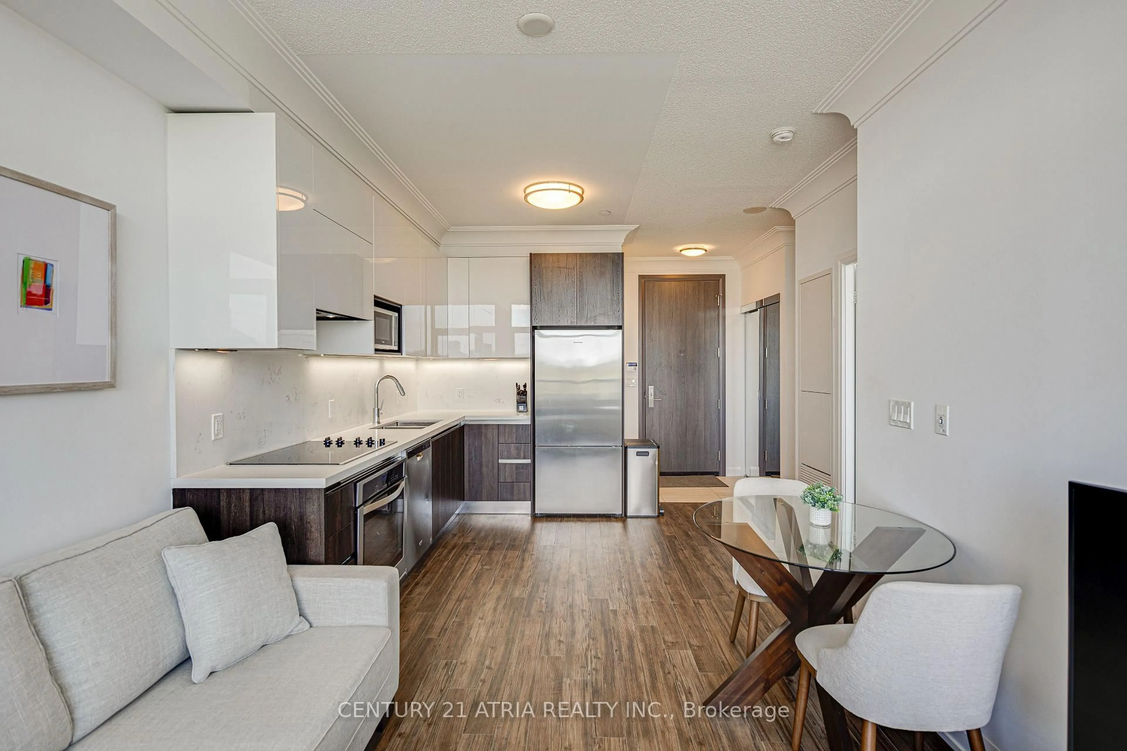 Open concept kitchen, wood/laminate floor for 25 Water Walk Dr #RG15, Markham Ontario L6G 0G3