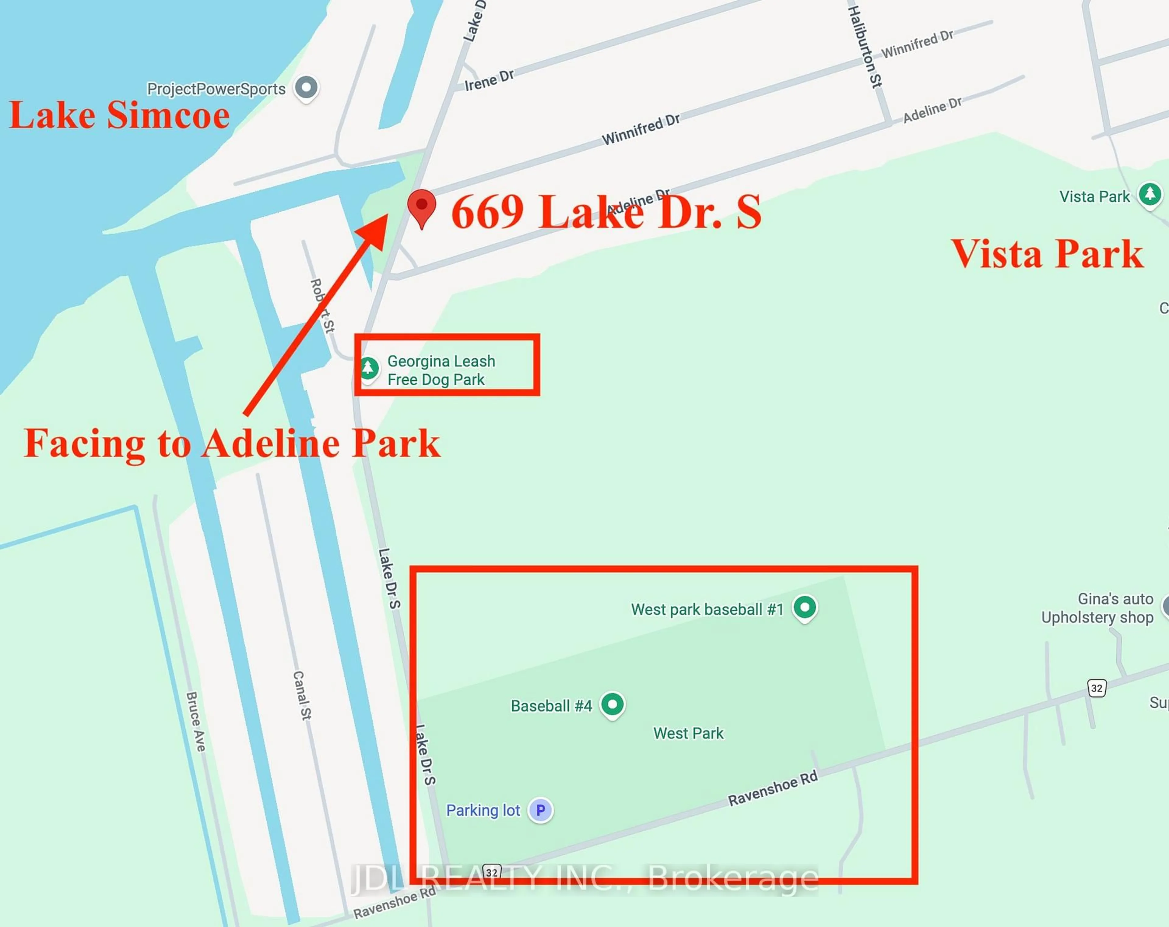 Picture of a map for 669 Lake Dr, Georgina Ontario L4P 1T8