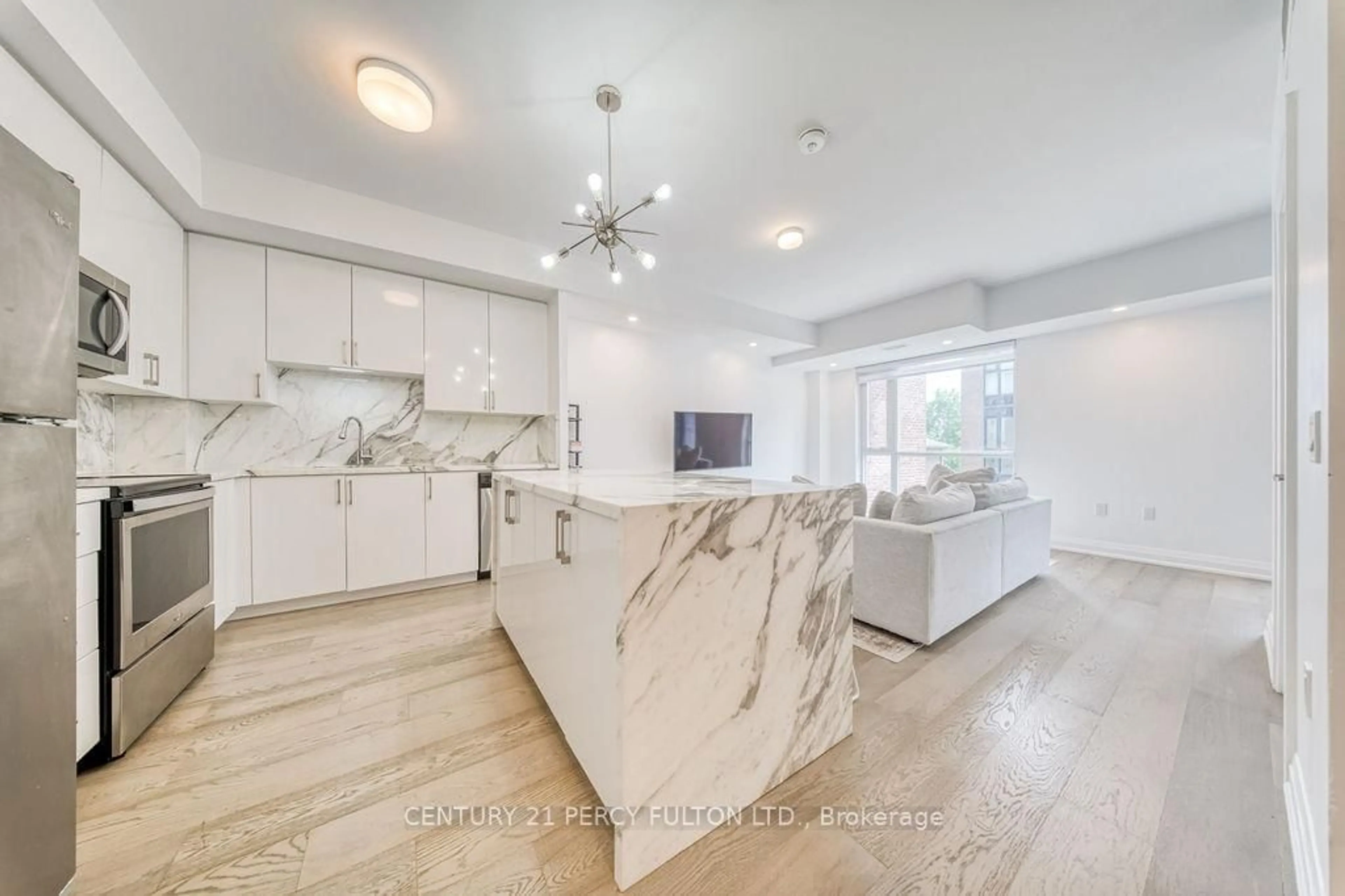 Open concept kitchen, ceramic/tile floor for 5289 Highway 7 #D-803, Vaughan Ontario L4L 0J1
