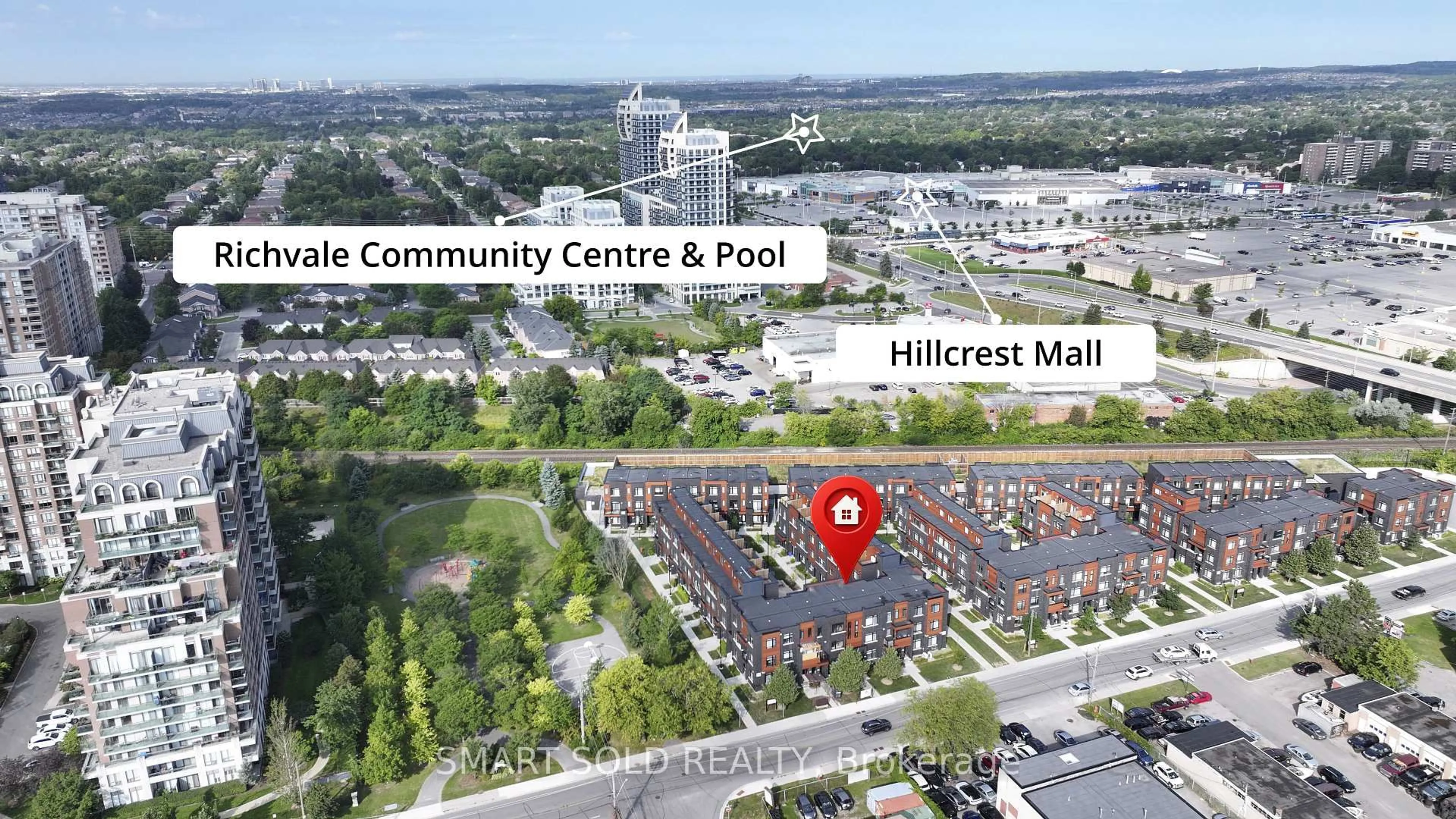 A pic from outside/outdoor area/front of a property/back of a property/a pic from drone, street for 370D Red Maple Rd #105, Richmond Hill Ontario L4C 5T4