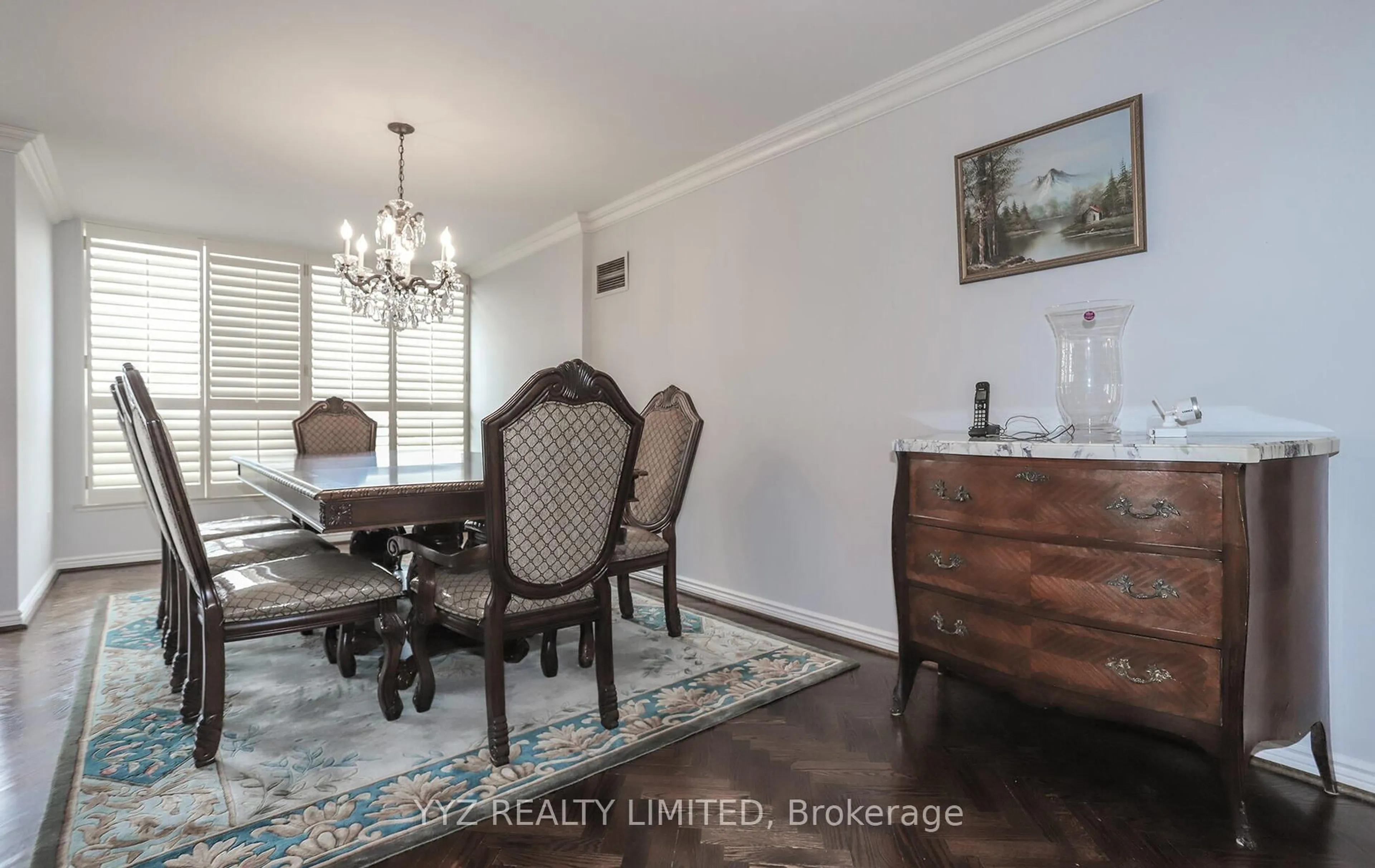 Dining room, wood/laminate floor for 1 Clark Ave #808, Vaughan Ontario L4J 7Y6