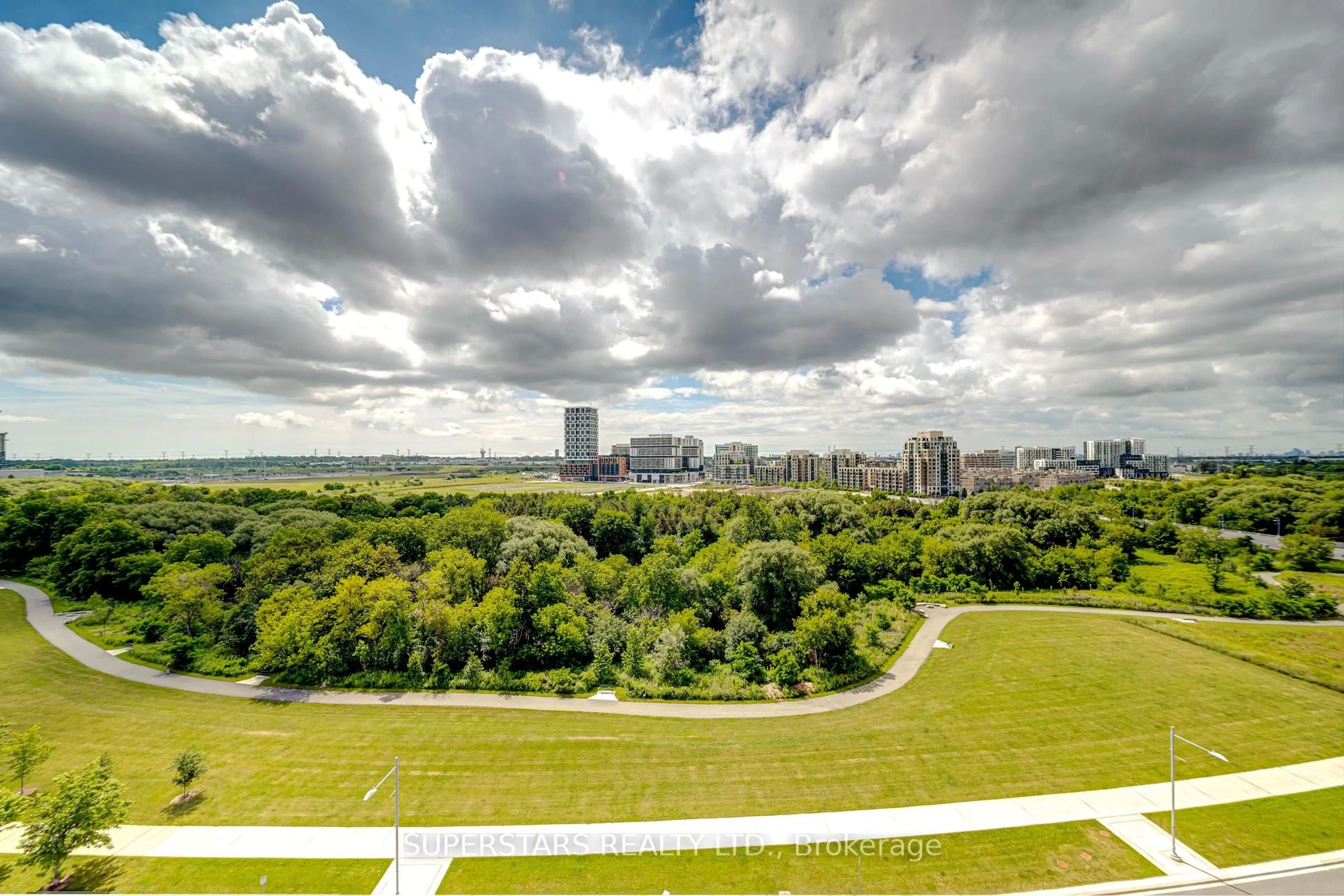 A pic from outside/outdoor area/front of a property/back of a property/a pic from drone, city buildings view from balcony for 15 Water Walk Dr #1105, Markham Ontario L6G 0G2
