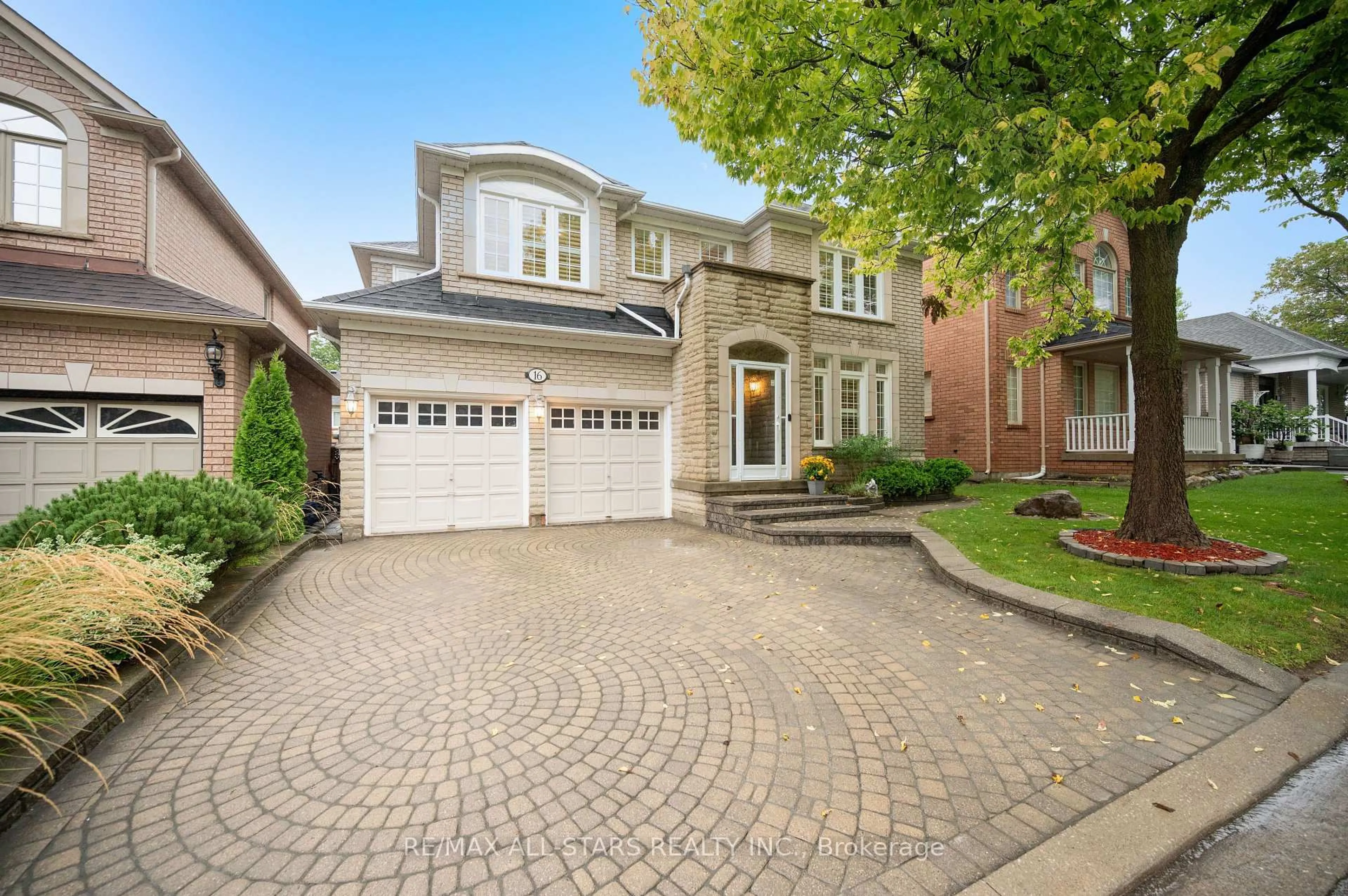 Home with brick exterior material, street for 16 Primrose Path Cres, Markham Ontario L3S 4A9